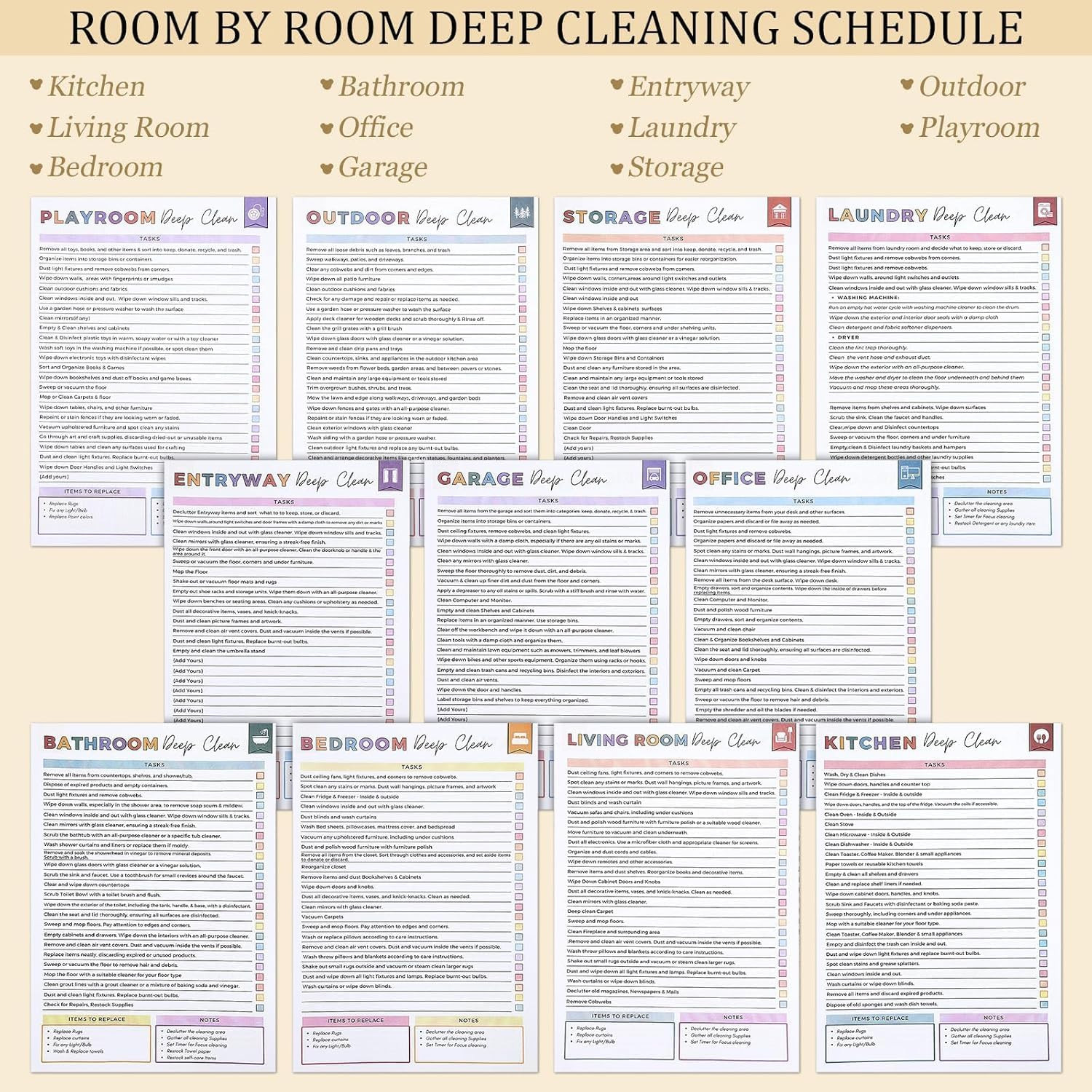 Cleaning Planner Schedule Organizer Daily Weekly Monthly Household Organization