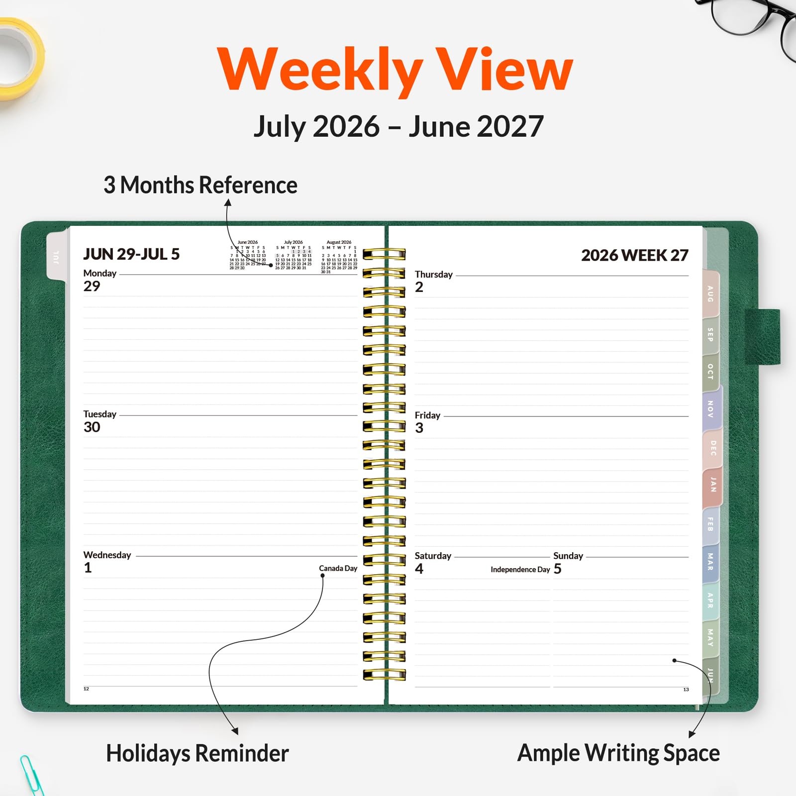 SUNEE 2026-2027 Weekly & Monthly Planner 6.4″x8.5″ – 12 Month (July 2026 – Ju…