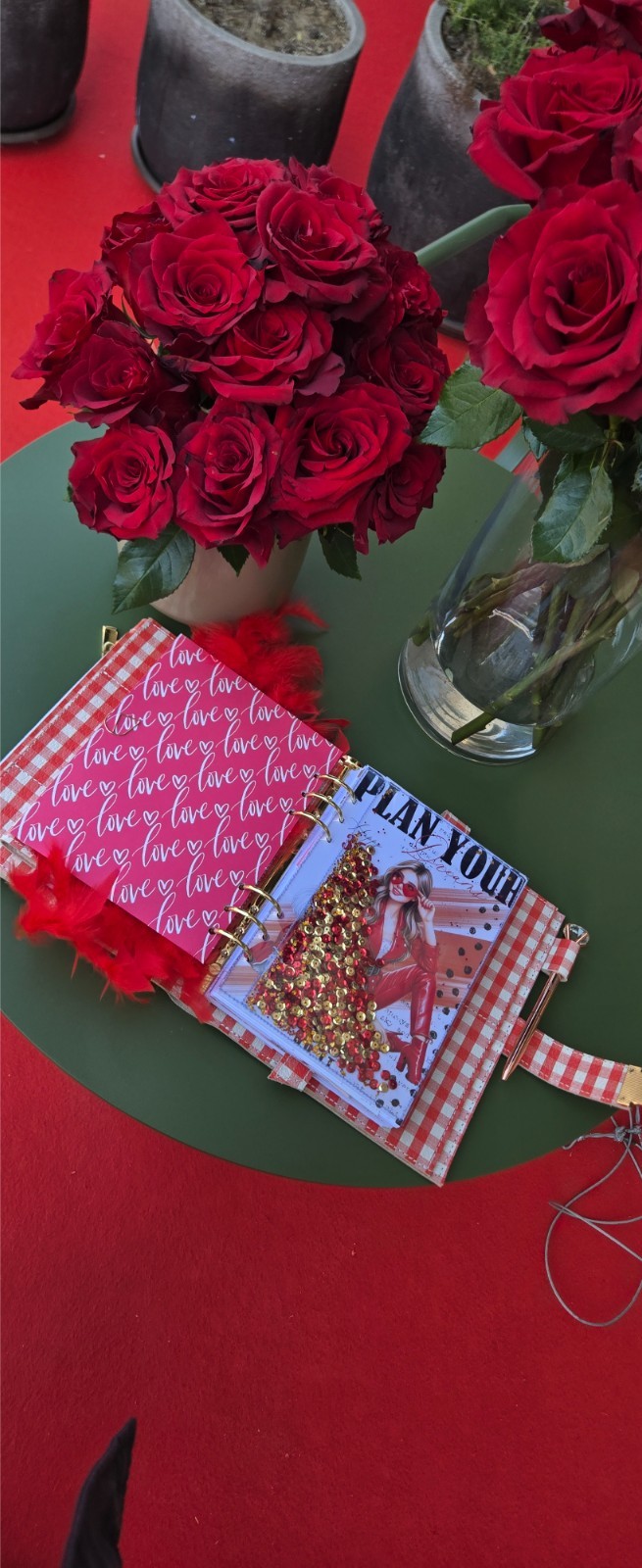 Red Leather notebook cover A5. Red leather weekly planner just 1 in the world