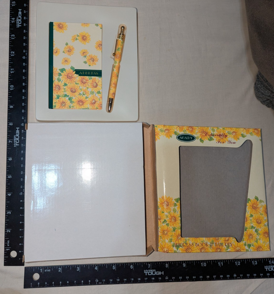 ACADY Yellow Flower Sunflower Pocket Address Book & Pen Gift Set Box