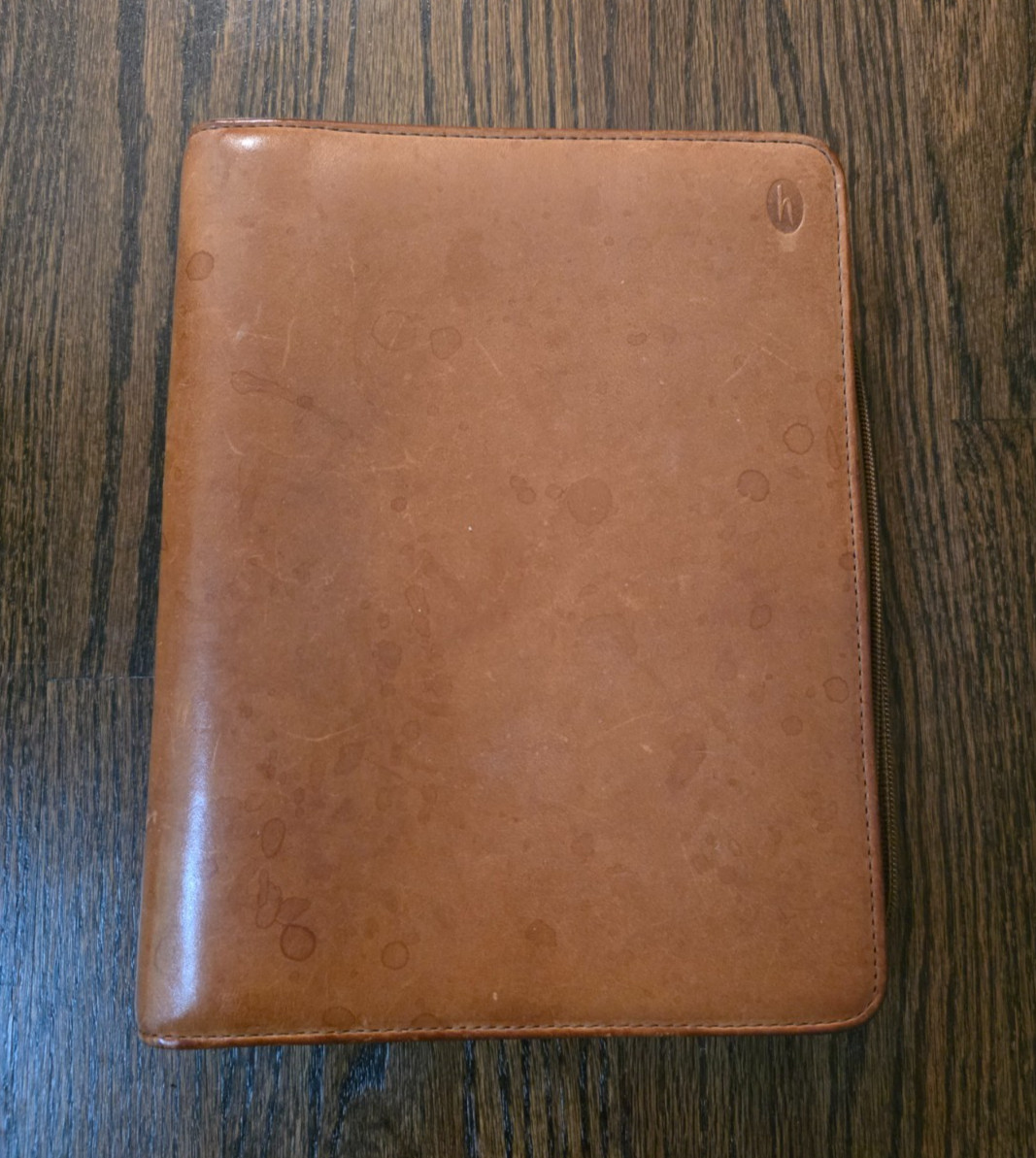 Vintage Hartmann Belting Leather Brown Zip Around Organizer Planner 3 Ring