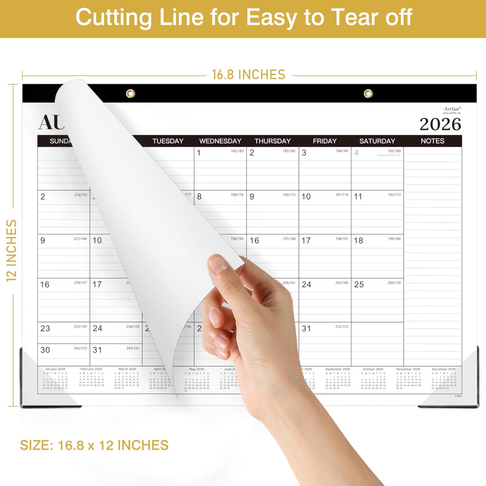 2026-2027 Desk Calendar – 2026-2027, Jul.2026 – 16.8″ x 12″