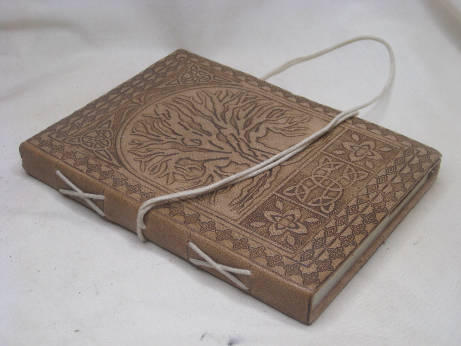 blank page journal leather tree detailed cover book unlined notebook sketchbook