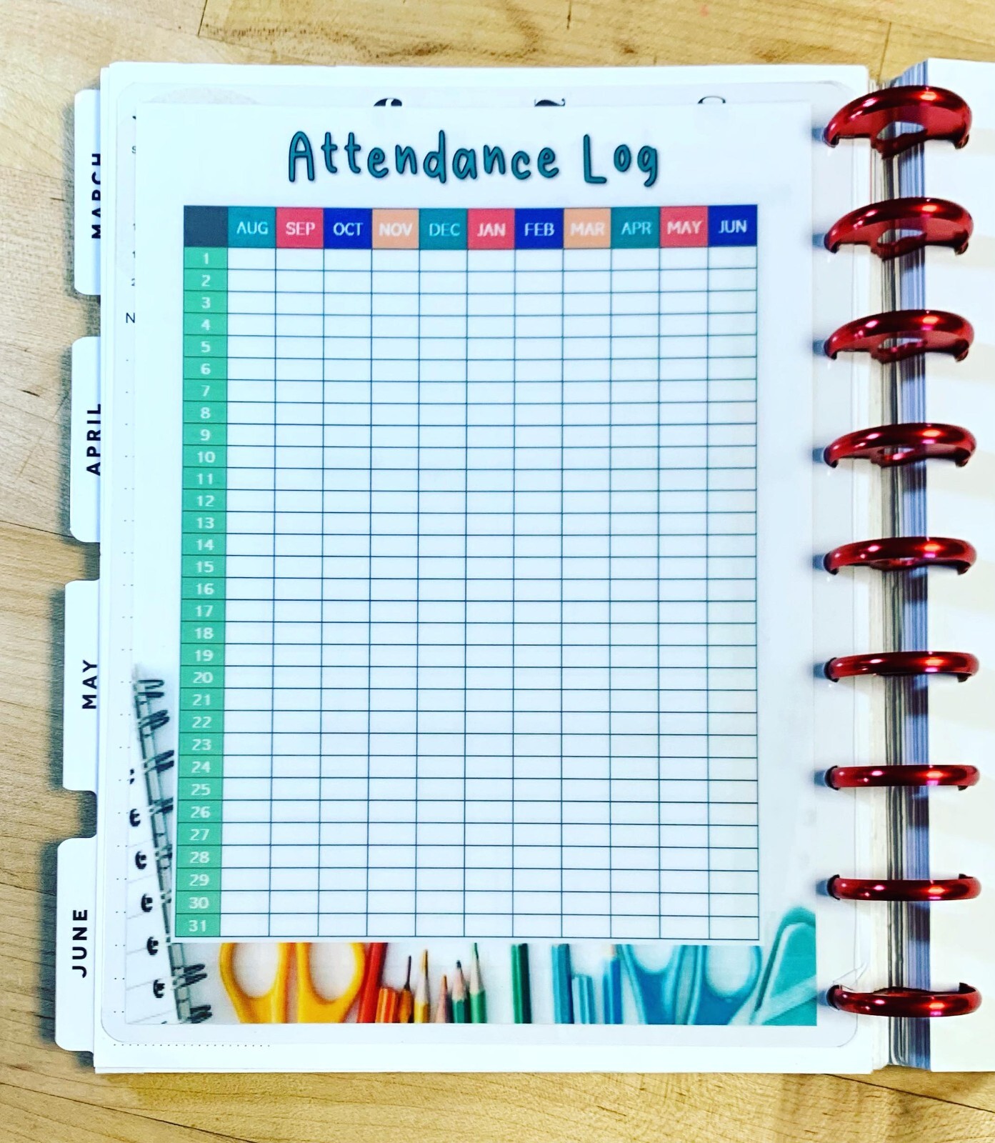 Home School Teacher Lesson Planner Dashboard Insert 4 use with HAPPY Planner
