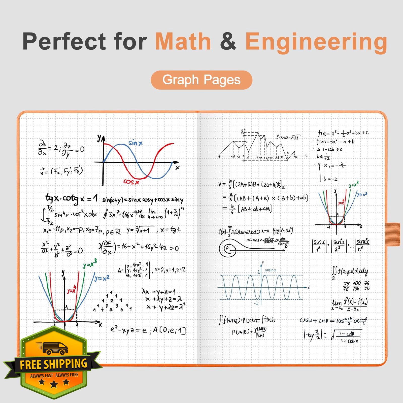 AHGXG Orange Grid A5 Notebook 5.7×8.3