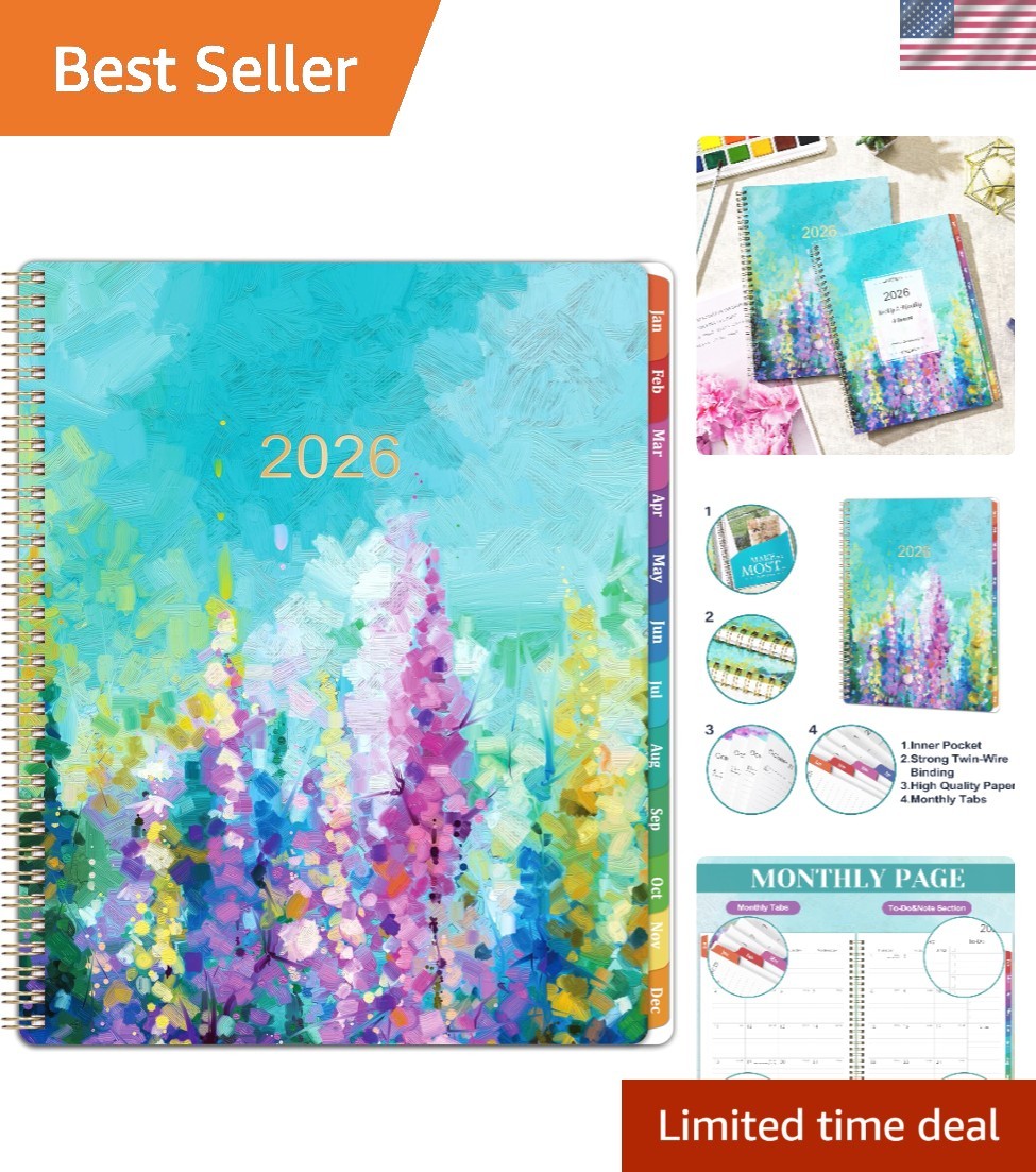 Stylish 2026 Planner with Inner Pocket & Holiday Reminders – Ultimate Organizer