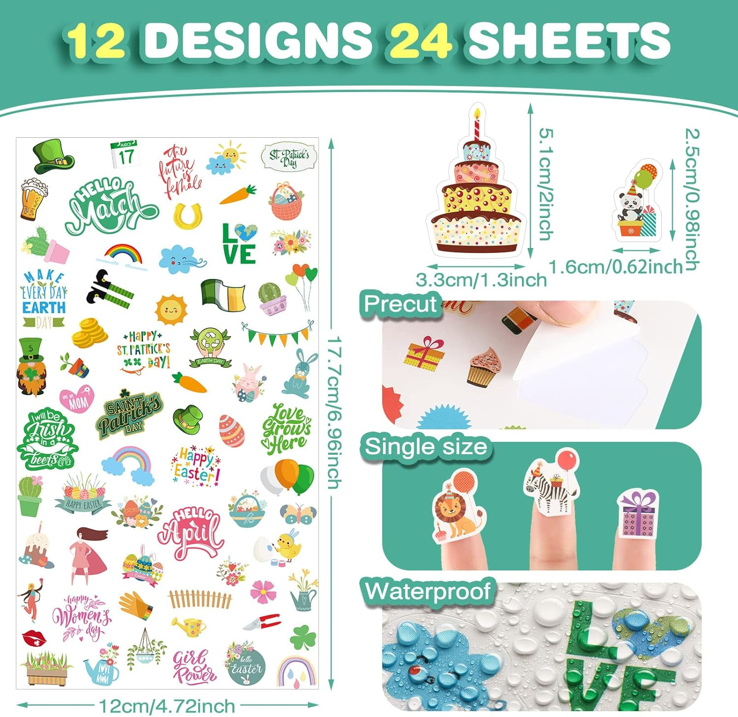 24 Sheets 1700+ Planner Holiday Seasonal Stickers Cute Planner Daily Sticker Pac