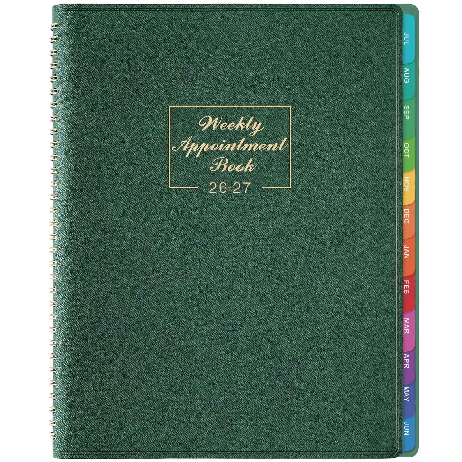 2026-2027 Weekly Appointment Book – Daily Hourly 8.5″ x 11″, Dark Green