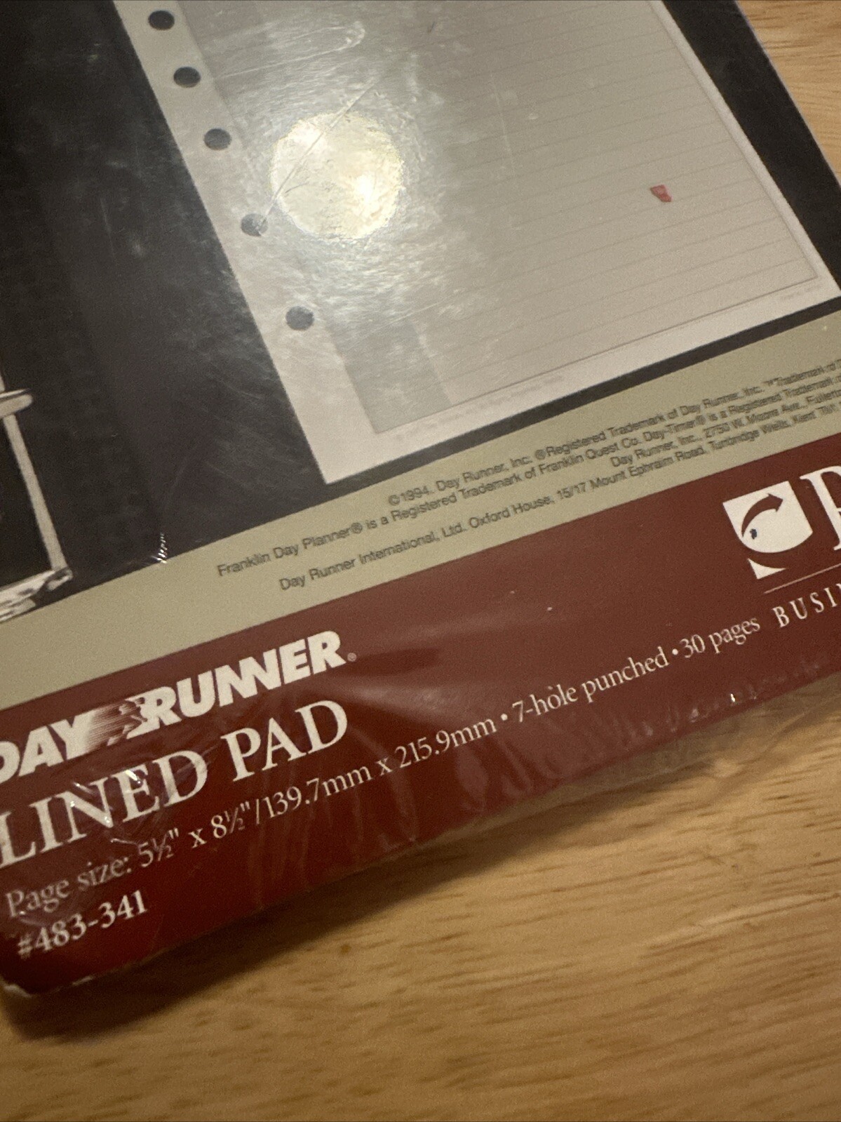Day Runner Lined Pad 5½” × 8½” 30 Sheets 7 Ring 483-341 Vtg 1994 NIP Pro System