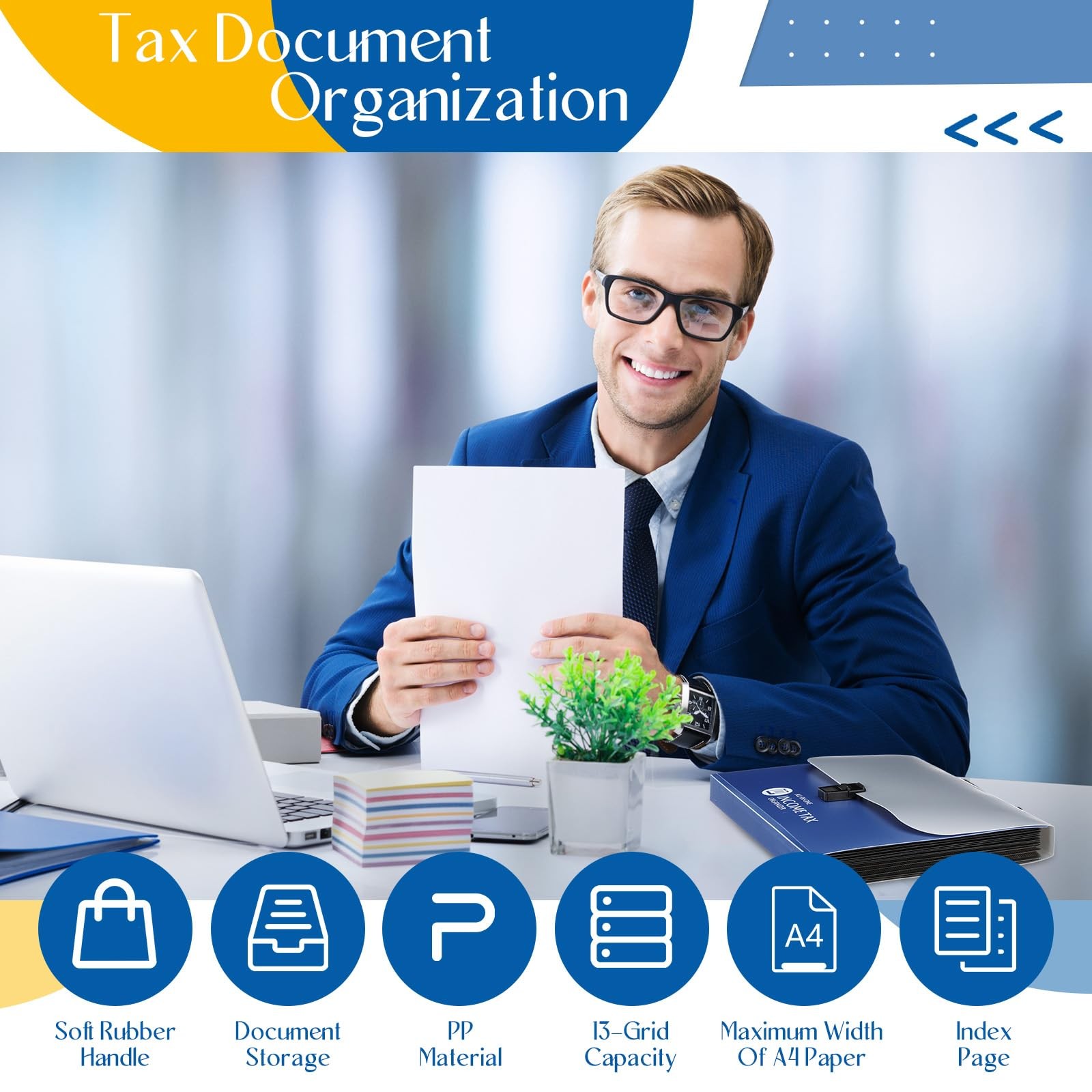 Janlaugh 1 Set Tax Record Organizer All in One Income Document Blue