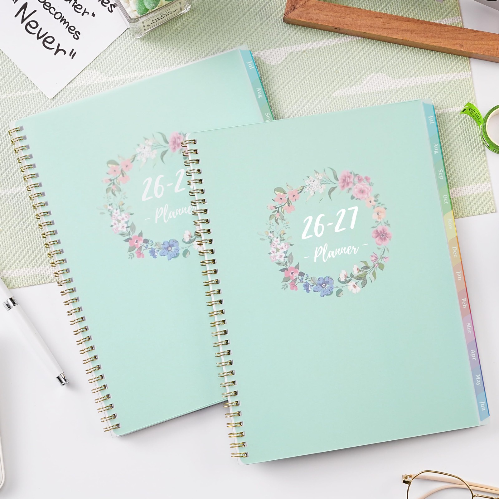 Planner 2026-2027 – 9″ x 11″ Weekly and Monthly 9” × 11”, green