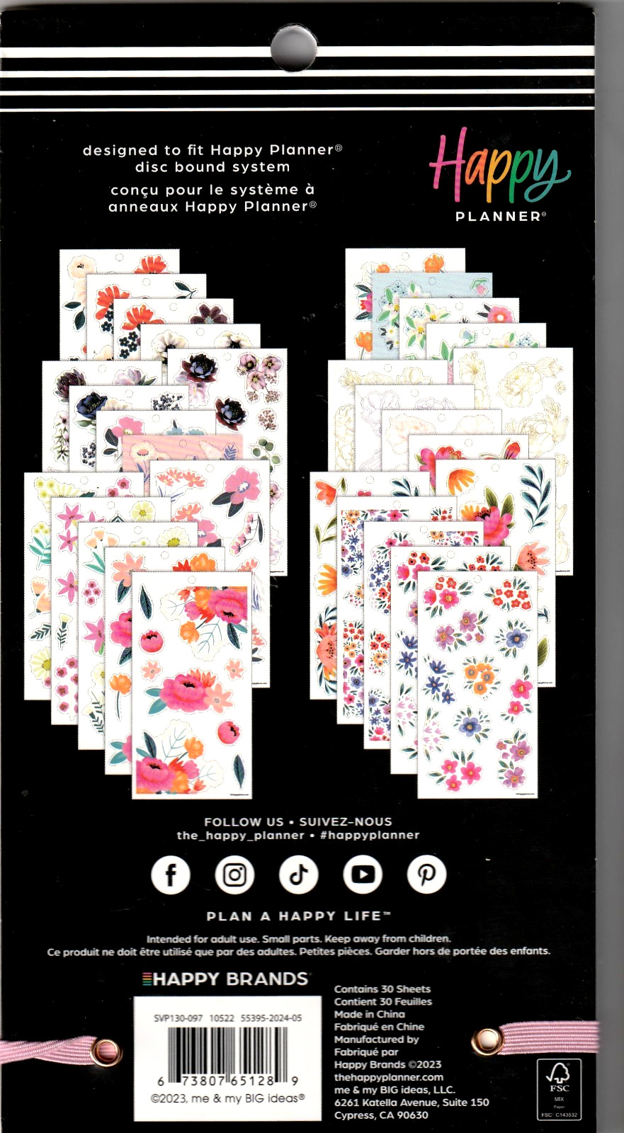 Happy Planner Happy Blooms Sticker Book – 30 Pages – 293 Pieces – NEW