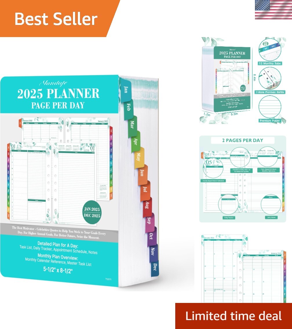 2025 Planner Refills – JAN – DEC 2025 Planner Refills Two Pages Per Day Daily…