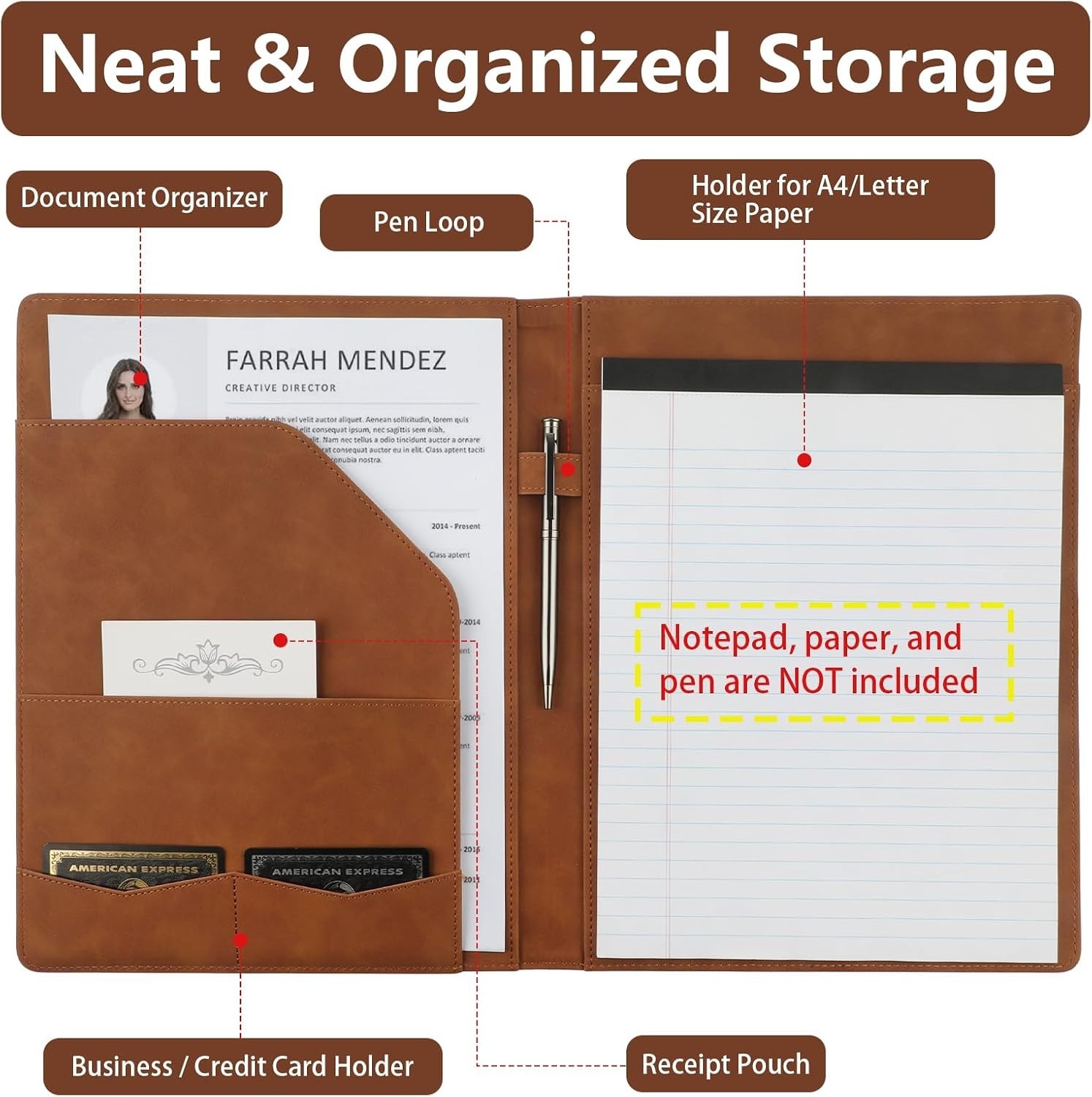 Professional Padfolio Portfolio Binder, Organizer for Letter Size Legal Pad N…