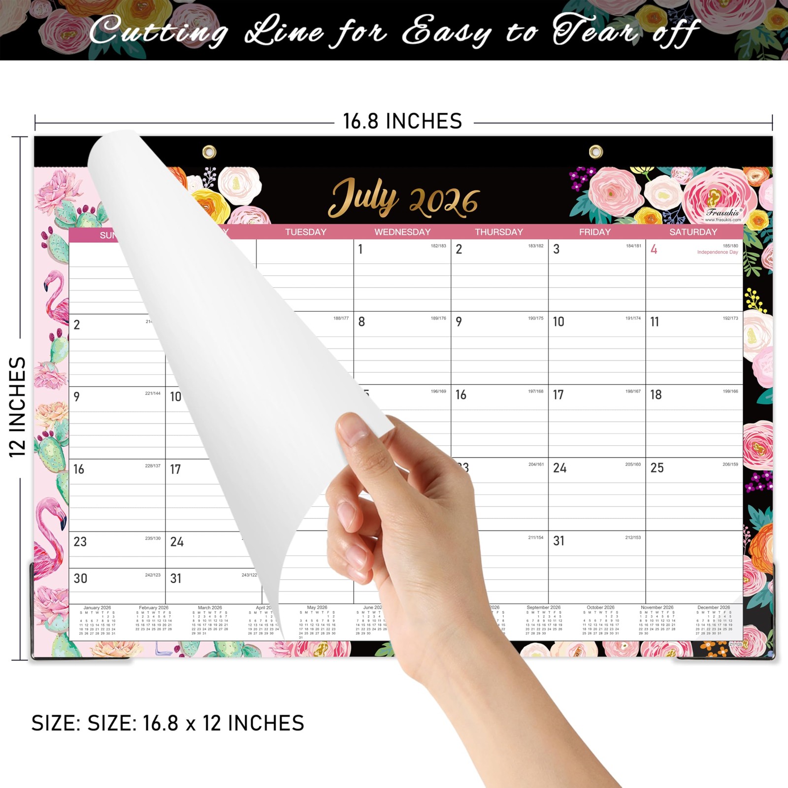2026-2027 Desk Calendar – July 2026 to December 2027, Black（2026-2027）