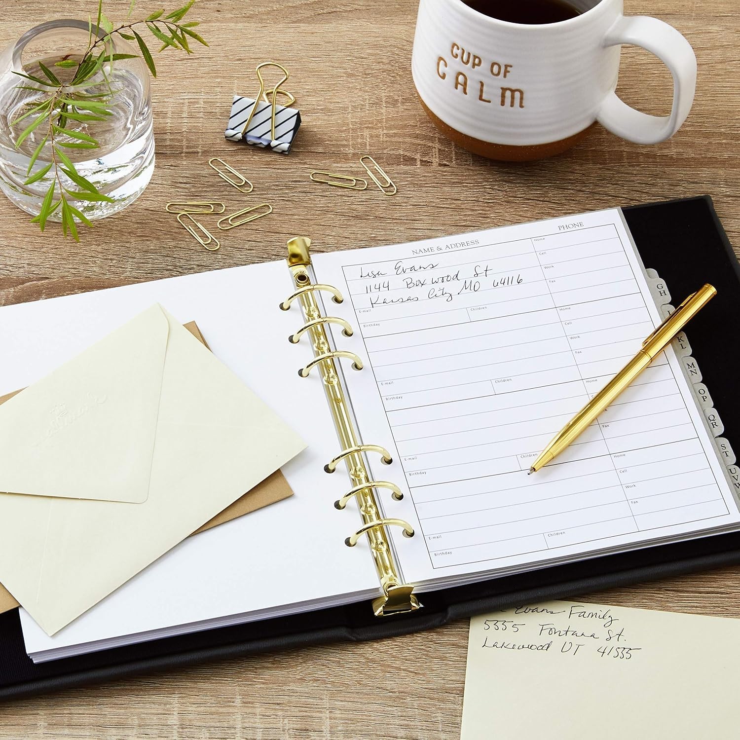 Stylish Refillable Address Organizer with Gold Stamped Cover, 7.25 x 7.75 in
