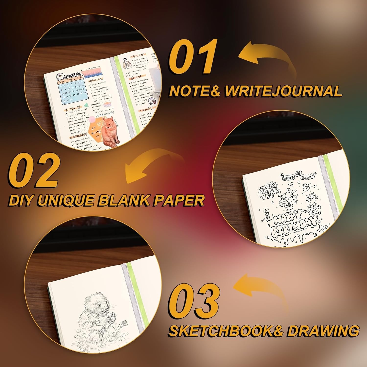 Luxury 3.9×5.5 Blank Journal: Waterproof Leather Cover, 400 Pages for Creativity
