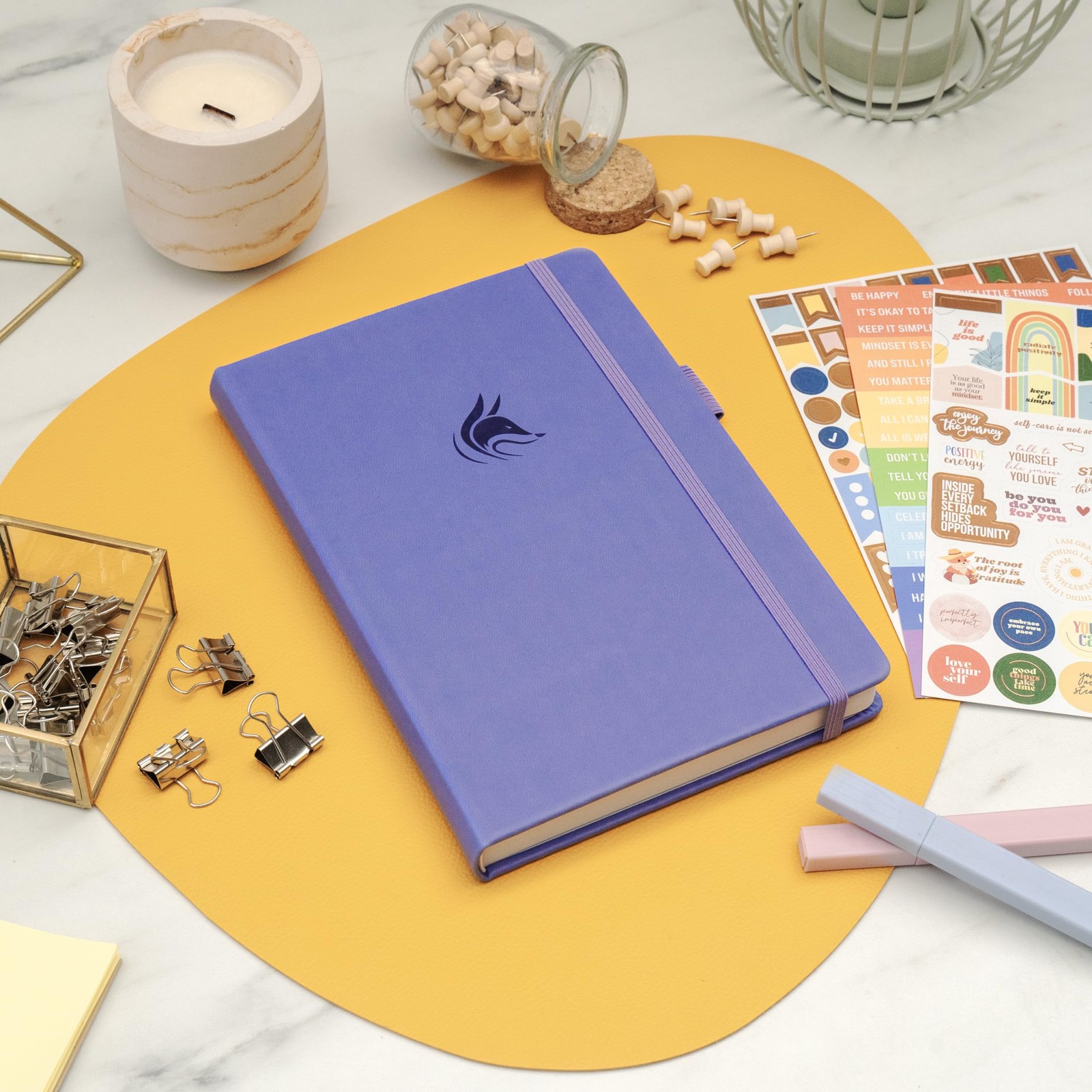 Clever Fox Positivity Daily Gratitude & A5 (5.8″ x 8.3″), Lavender