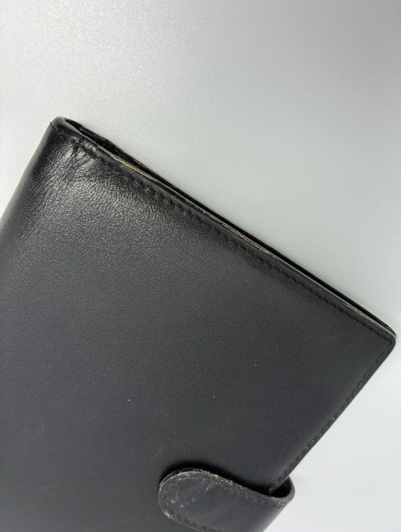 Gucci Notebook Cover Logo Plate Agenda Leather Black Used From Japan