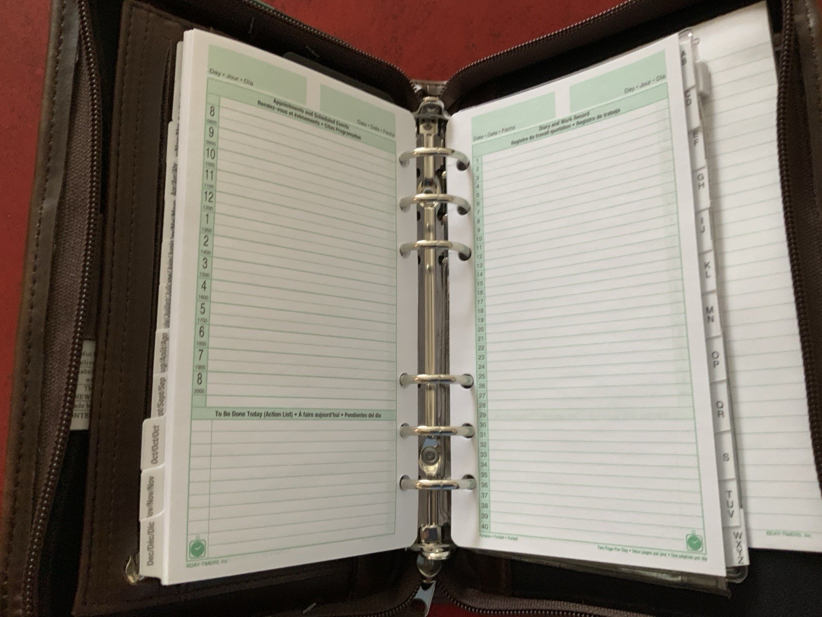 Day-Timer Wire-Bound Leather Organizer System Agenda Brown # 68444