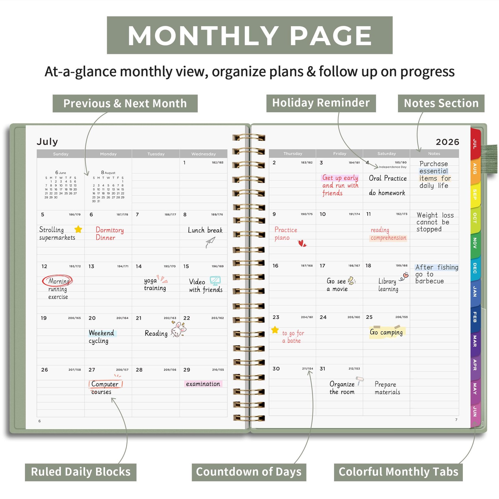 EMSHOI 2026-2027 Appointment Book, 15-Minute 8.7” x 11.3”, Light Green