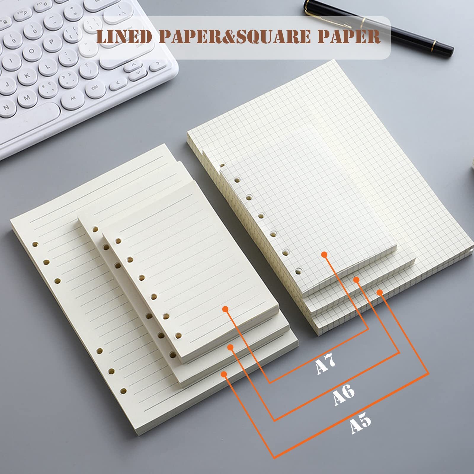 A7 6-Hole Binder Notebook Refill Set 135 Sheets Zipper Pockets Dividers