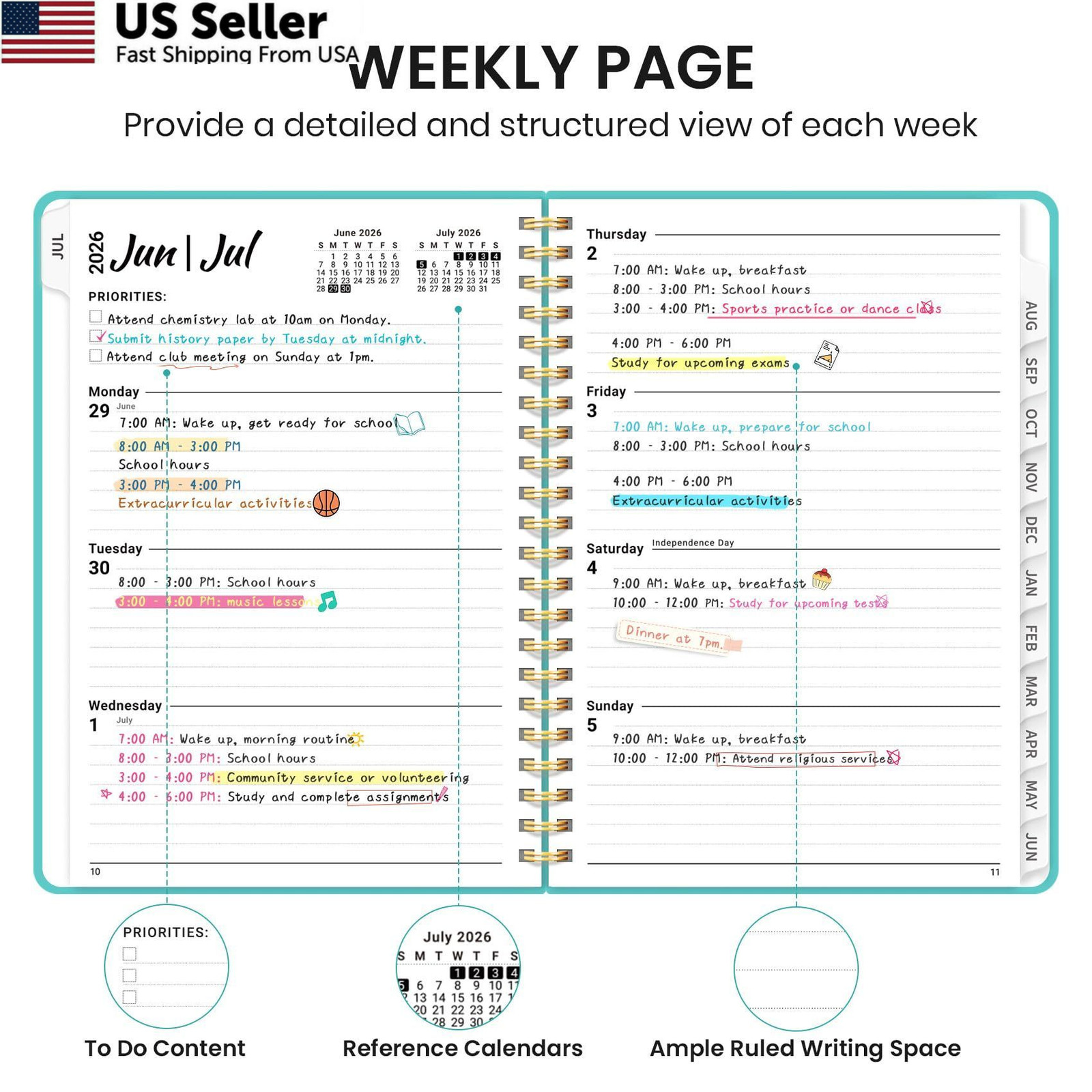 Planner 2026-2027 for Women & Men, Academic (6.3″x8.5″)a5, B-Aquamarine