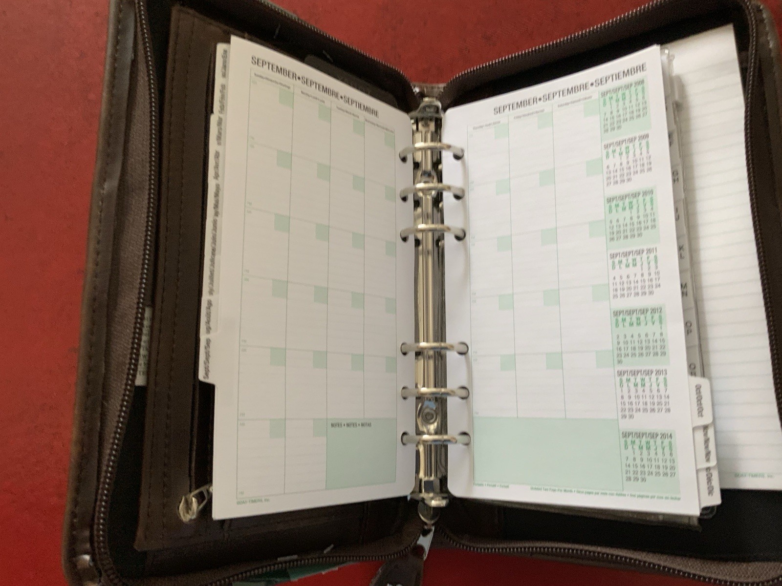 Day-Timer Wire-Bound Leather Organizer System Agenda Brown # 68444