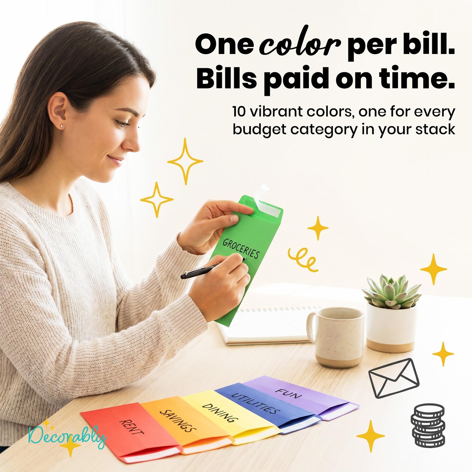 110 Pack Colorful Money Envelopes 6.5 x 3.5in Self-Adhesive Thick 100GSM Cash