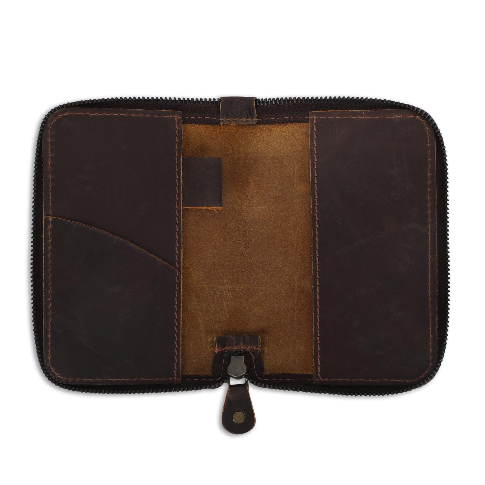 CestAntiQ Zippered Leather Journal Cover 4.3 x 6.2 x 0.3 Inch, Brown
