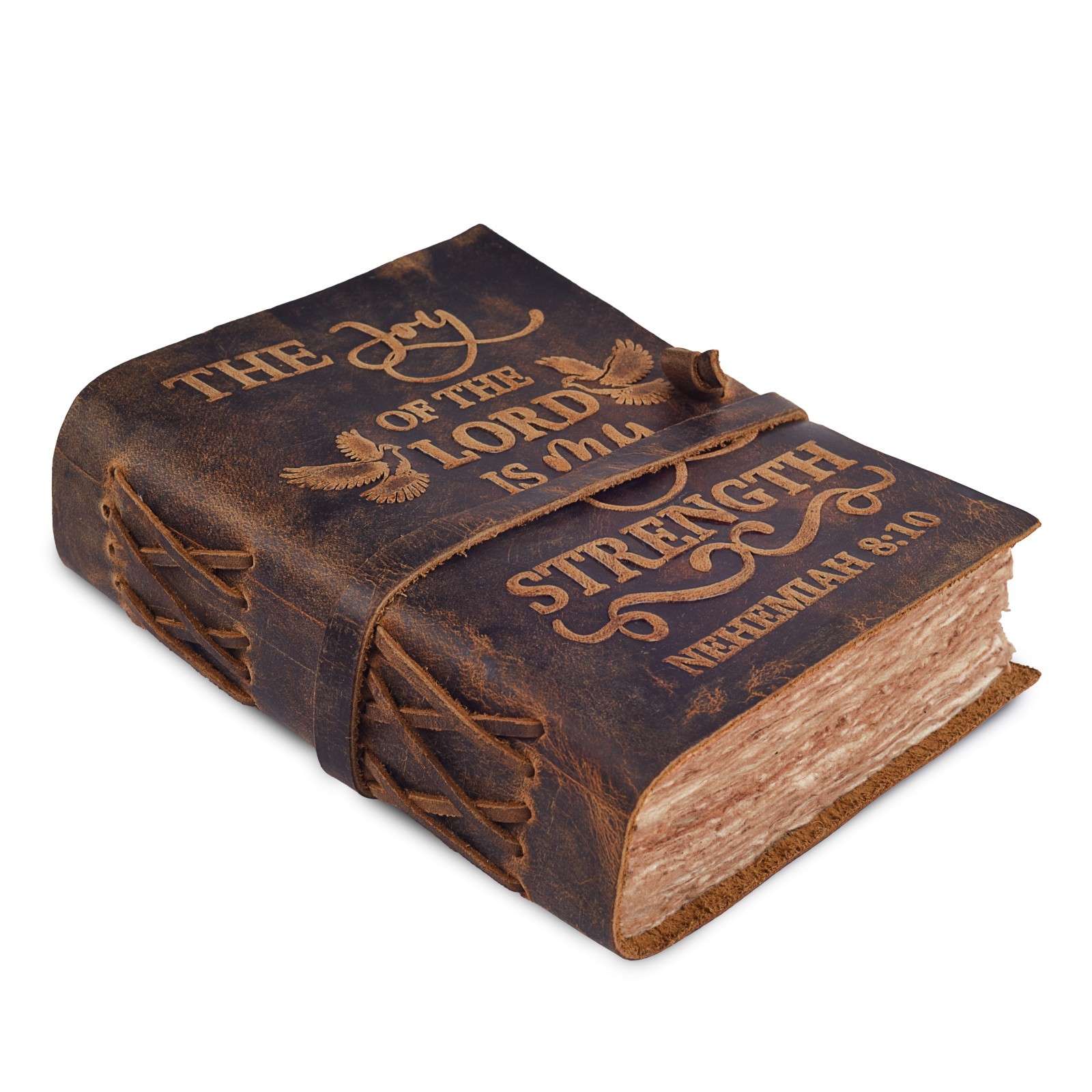 Leather Bound Vintage Bible Journal–200 Pages Handmade Antique Christian Prayer