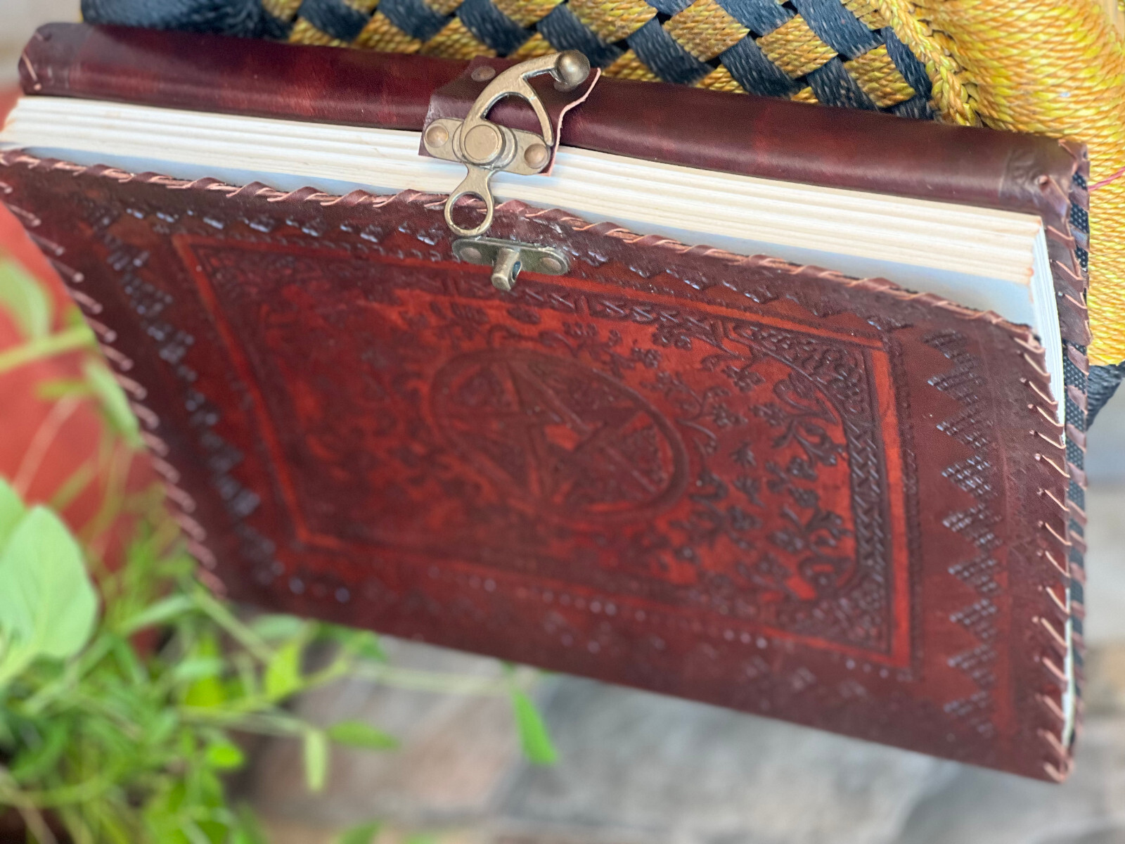 Leather Journal with Good Luck Star Paper Vintage Leather Diary Unlined Brown