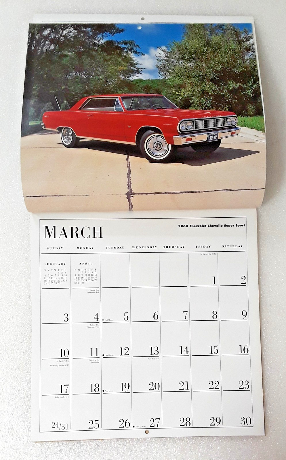 Classic Cars 1996 Calendar – Great Photos — Free Shipping