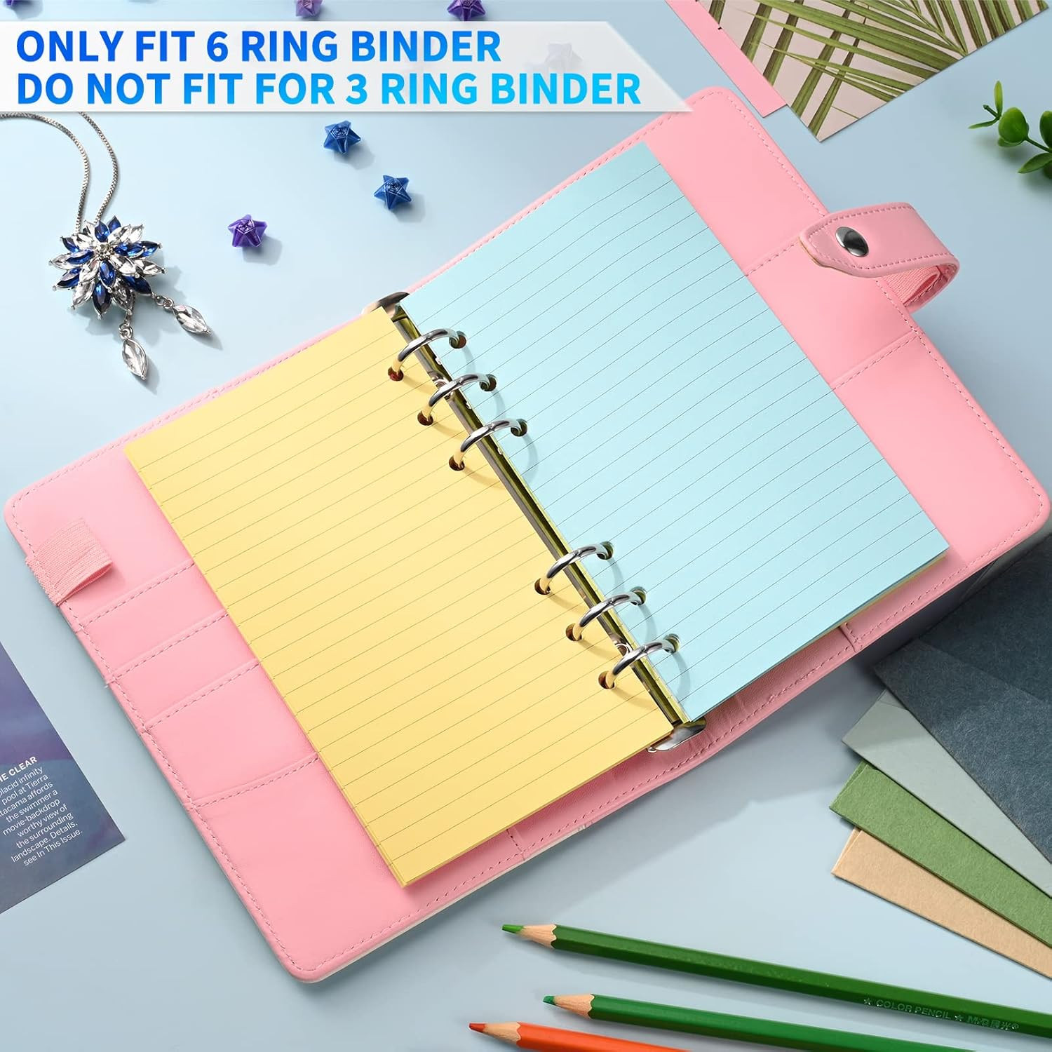 100Gsm Colored Lined A6 6-Hole Refill Paper – Ruled Planner Inserts for 6-Ring B