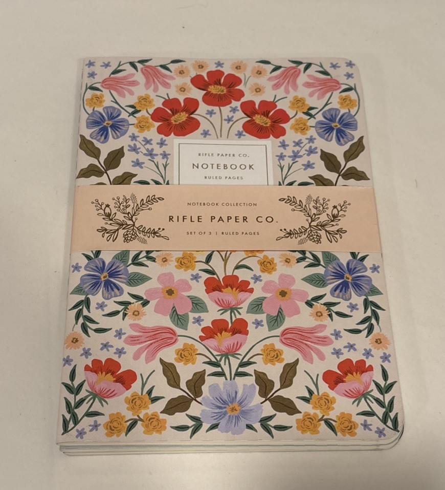 Rifle Paper Co. Set of 3 Notebooks with Ruled Pages 6” X 8.5”