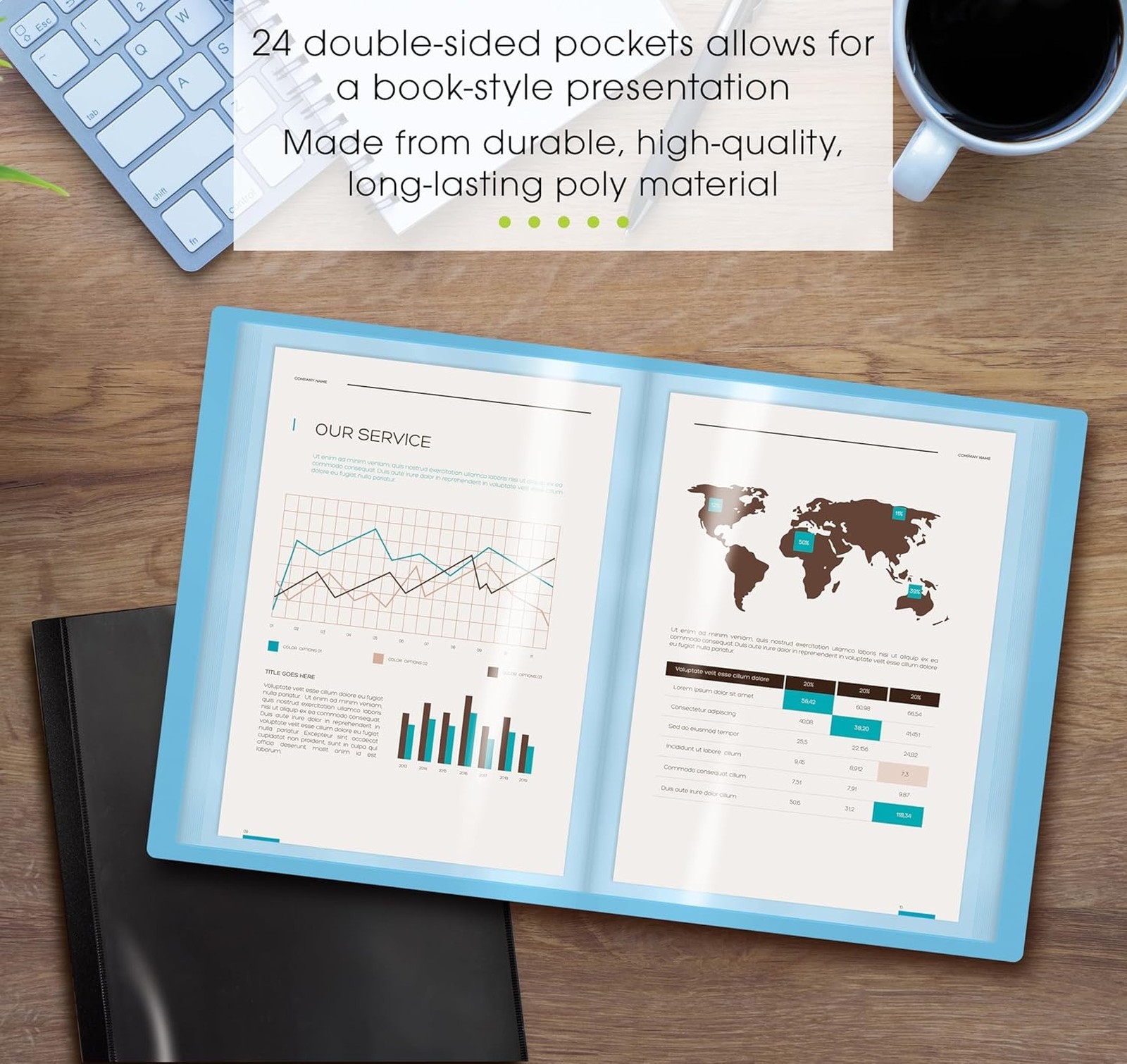 Mini Presentation Book 5.5 x 8.5 Inch Poly Small Booklets 24 Pockets 48 Pages