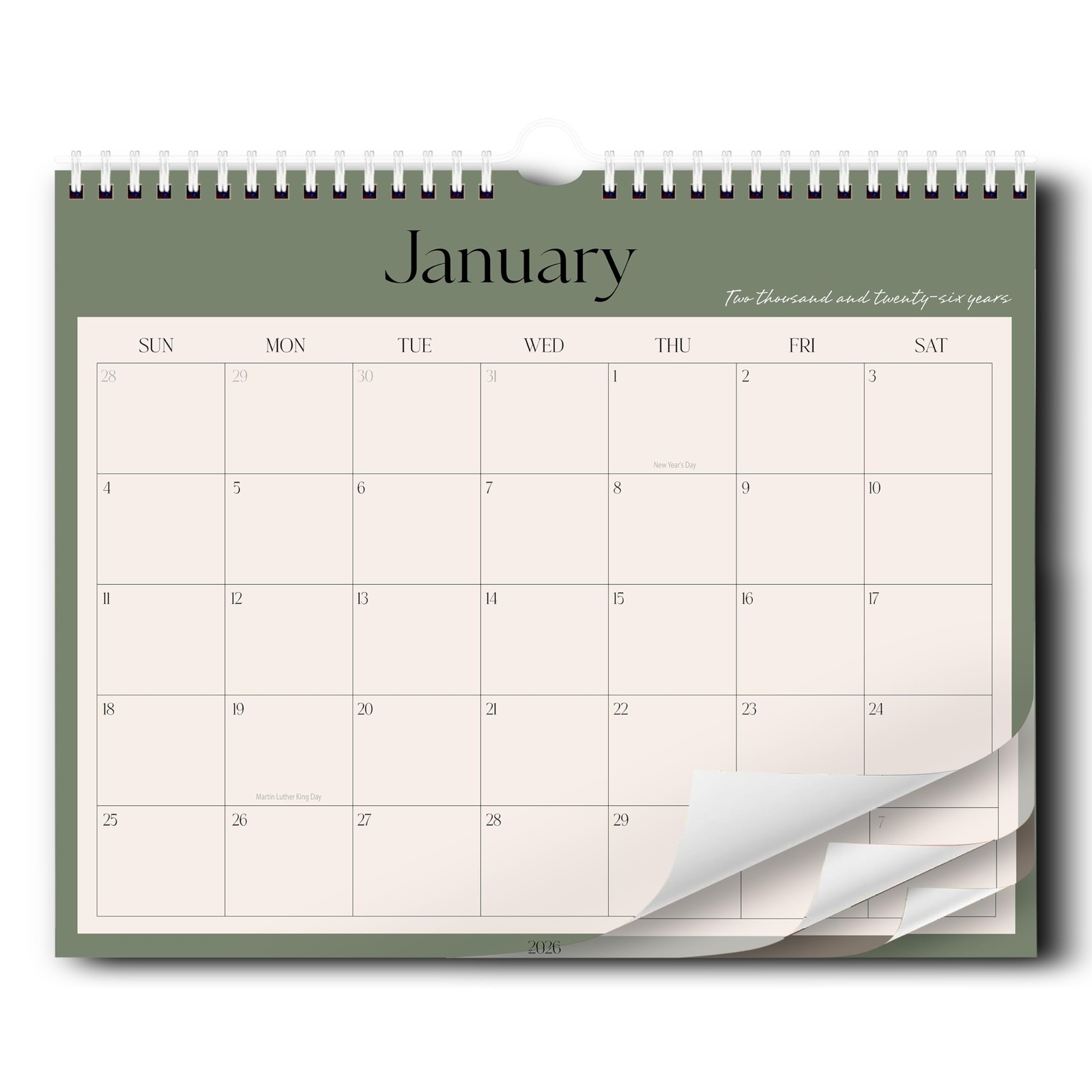 Aesthetic 2026 Wall Calendar, 12 Jan. 2026-Dec. 2026, Horizontal