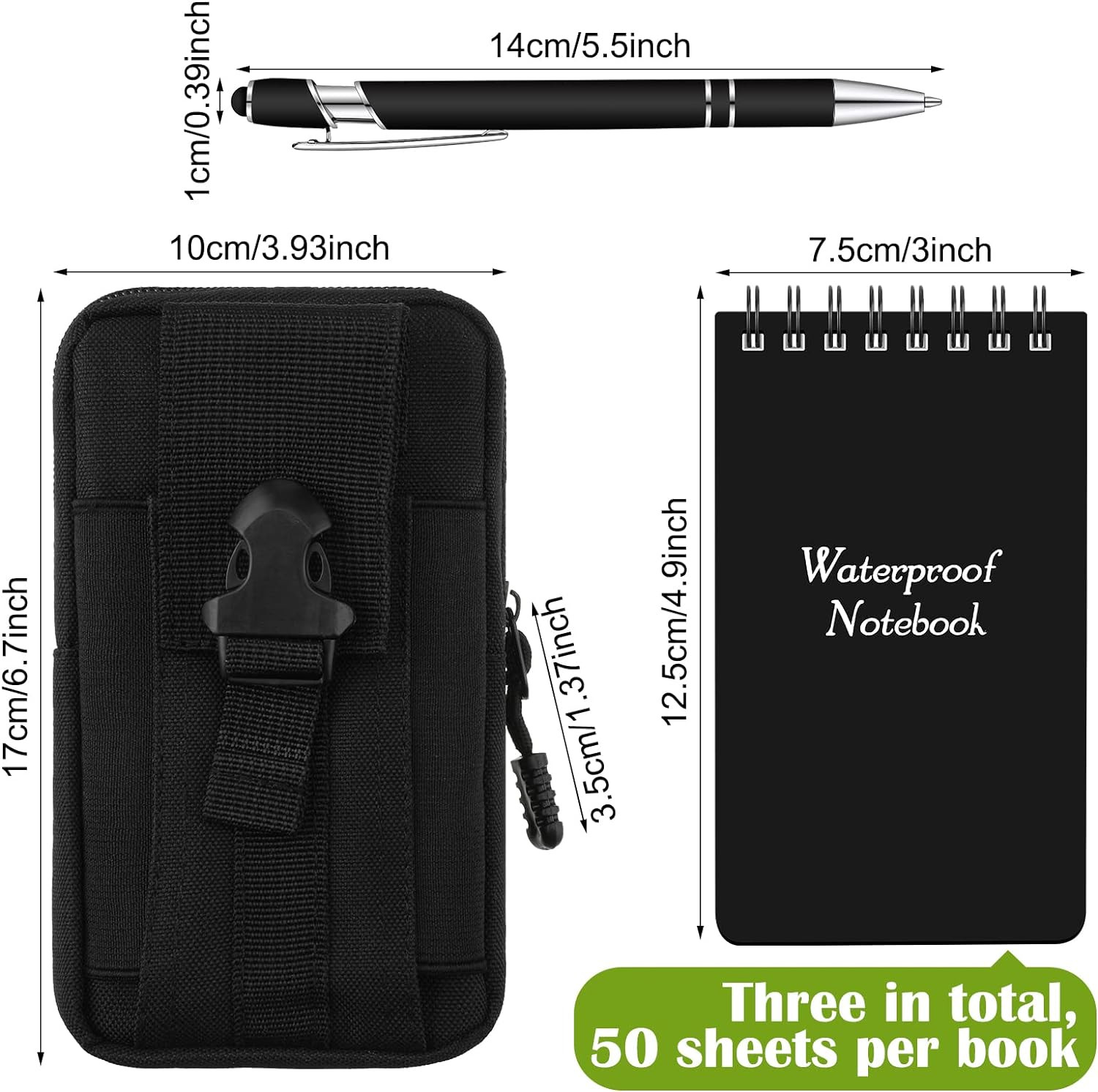 Waterproof Pocket Notebook with Pen and Fabric Cover Outdoor 5 Pcs 3 X 5 Inch