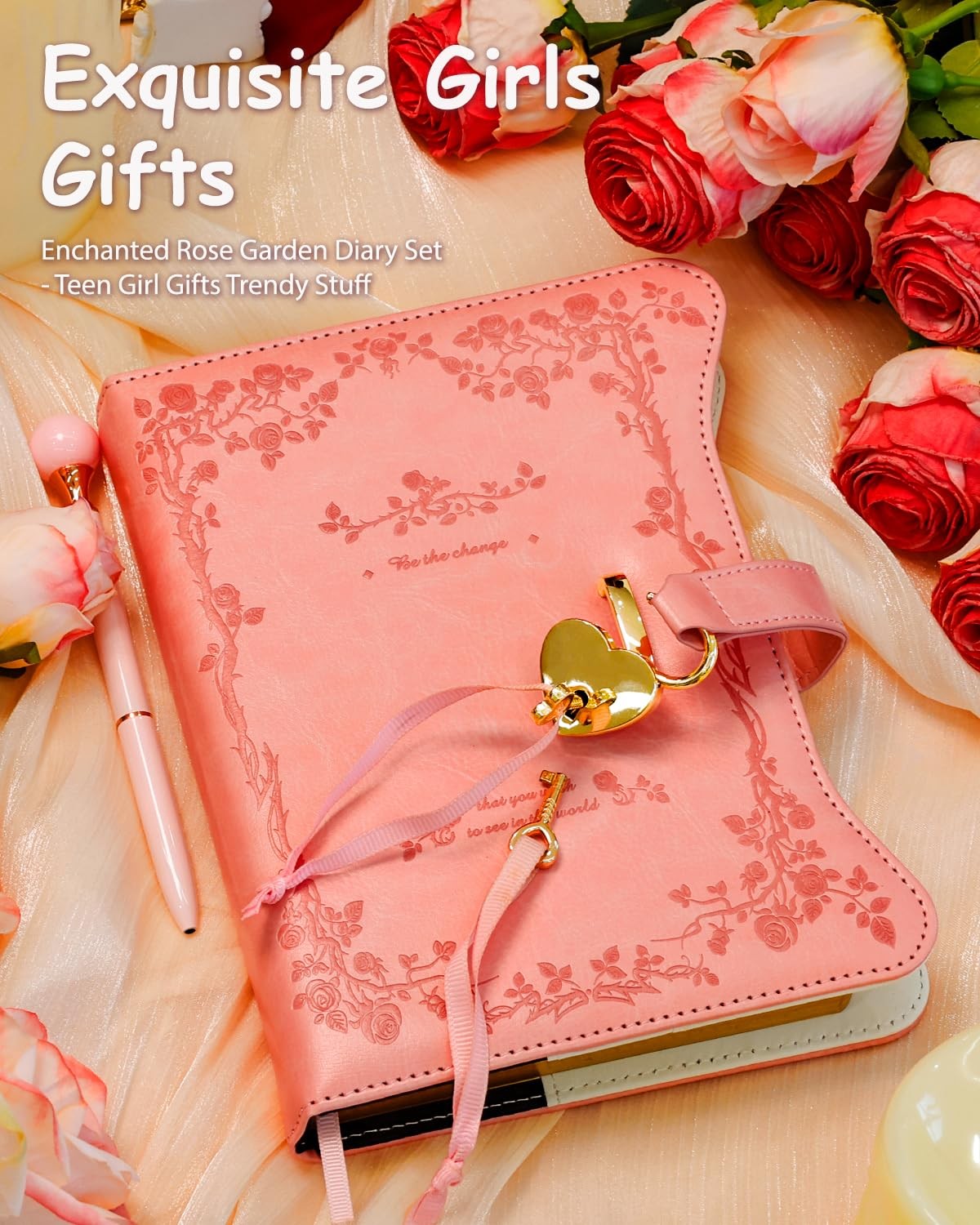 Diary with Lock and Keys for Girls Gift Ideas, 360 Gold Edged Pages Journal f…