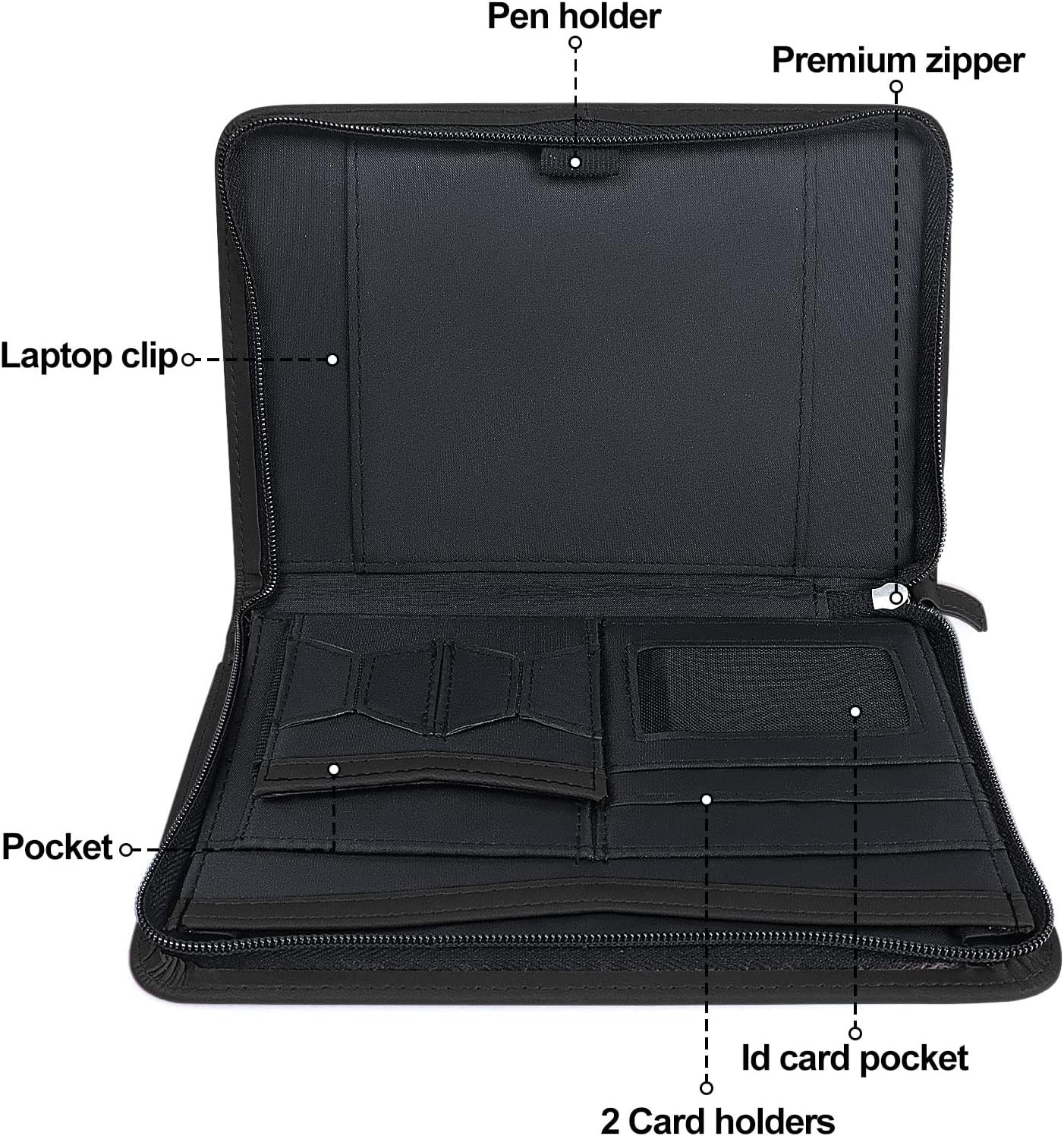 Mini Leather Zippered Padfolio Portfolio Binder 5 x 8 Legal Writing Pad, Prof…