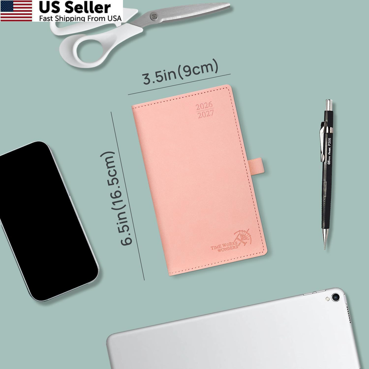 POPRUN Pocket Planner 2026-2027 (Slim Size 3.5” x Purse – 3.5″ x 6.5″, Black