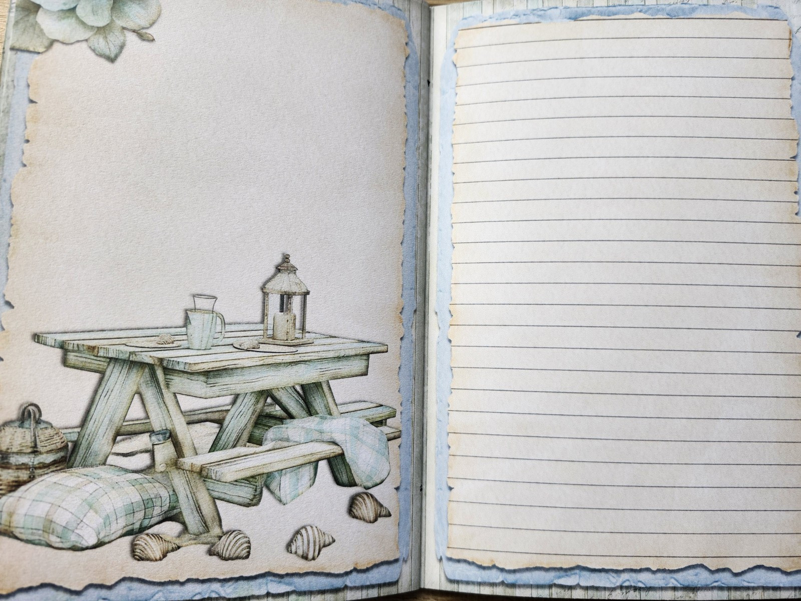 Junk Journal Booklet “BEACH HOUSE” HANDMADE Beach Ocean Sea Vacation 6″x9″ 40pg