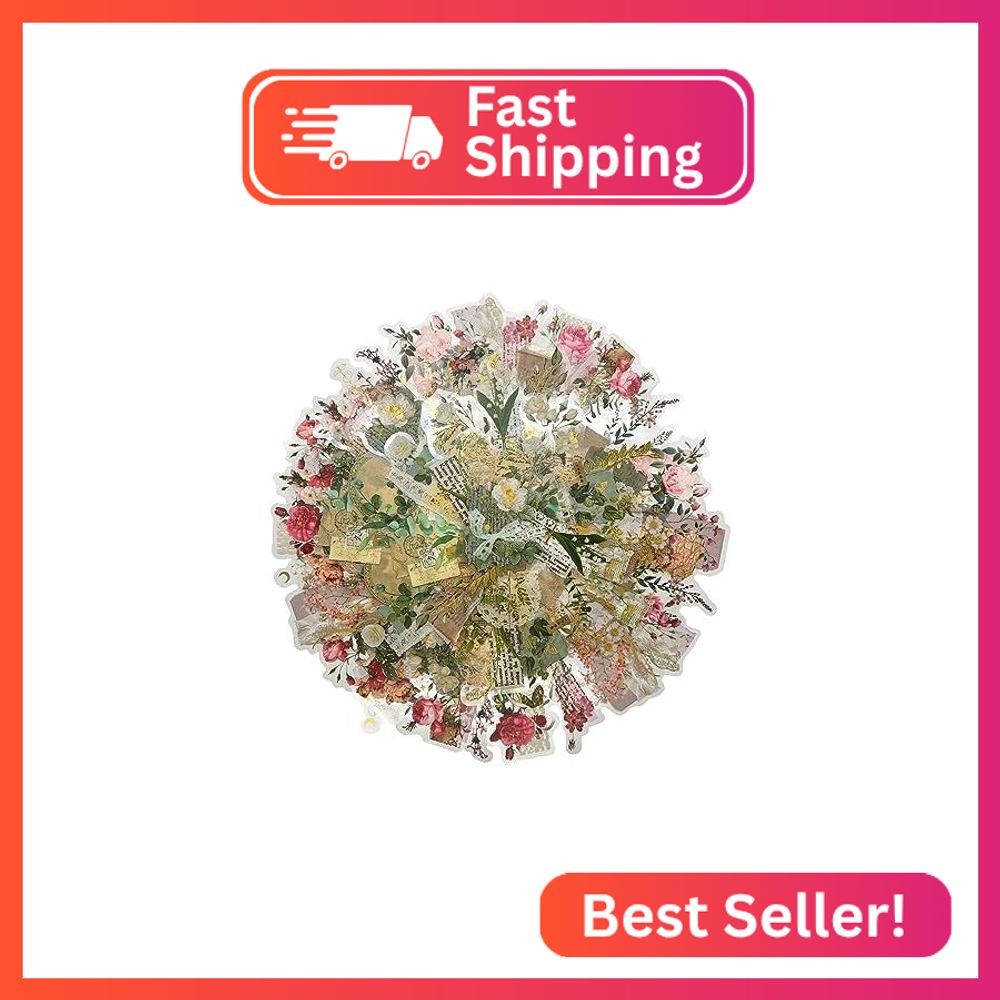 ZMLSED Natural Scrapbook Stickers, 60Pcs Rose Green Leaves Decorative Botanical