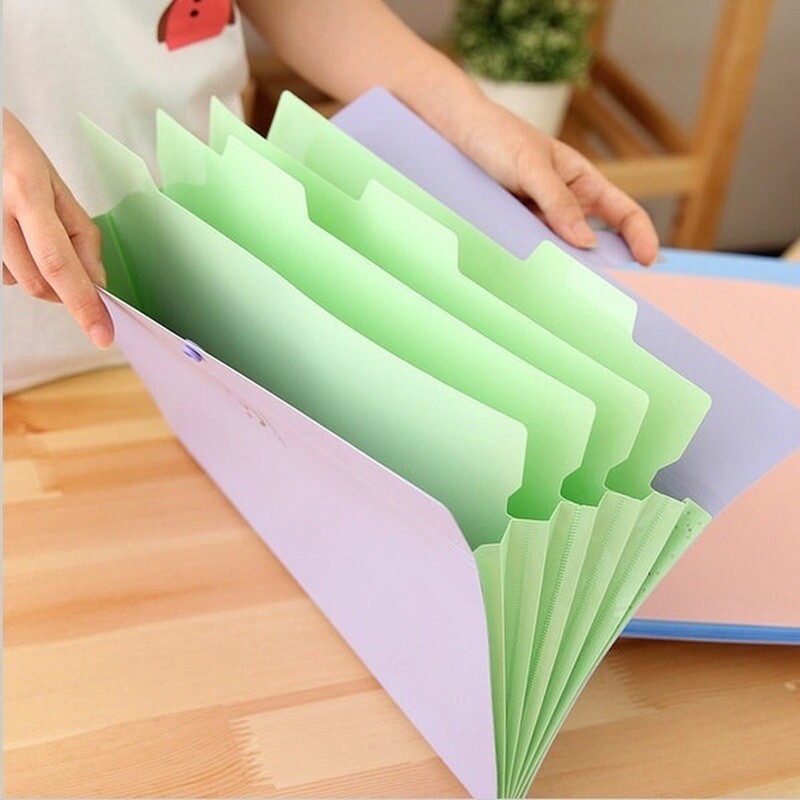 A4 Document Bag File Folder Paper Clip Smile Pocket Office Supplies