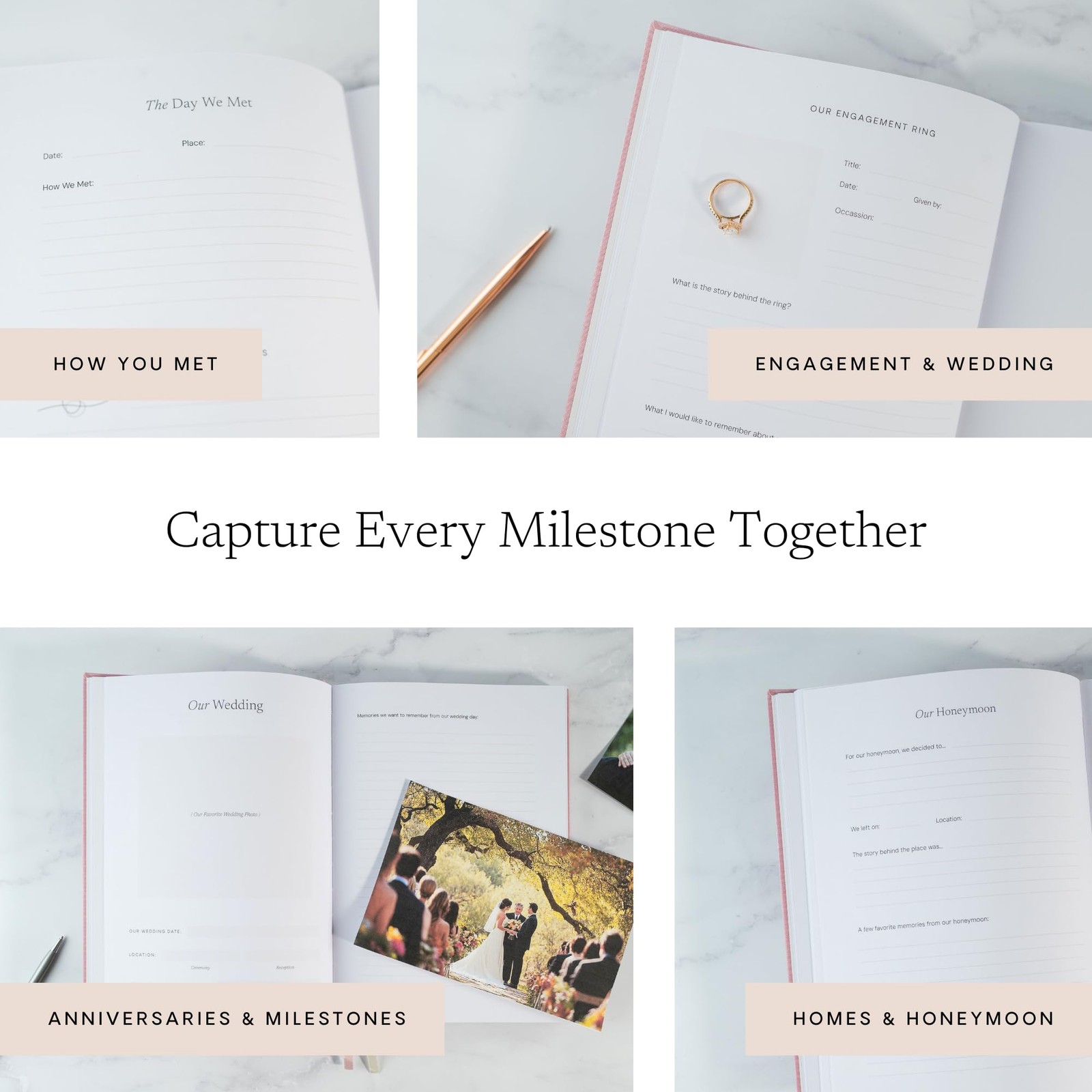 Our Love Story Anniversary Journal Wedding Memory Book Couple Scrapbook Gift