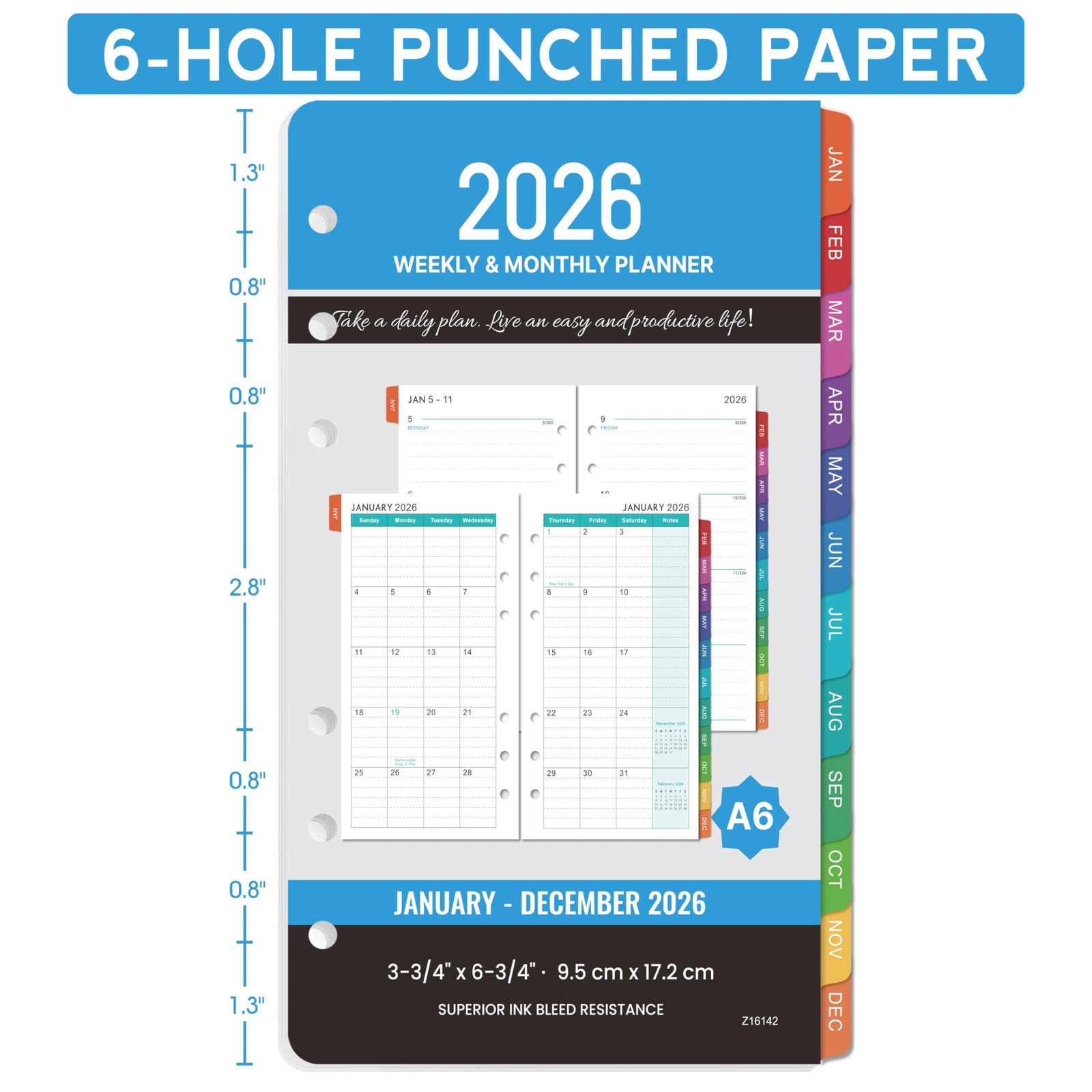 2026 Planner Refills – A6 Weekly and Monthly Planner Inserts, 4″ x 6.73″, Jan…