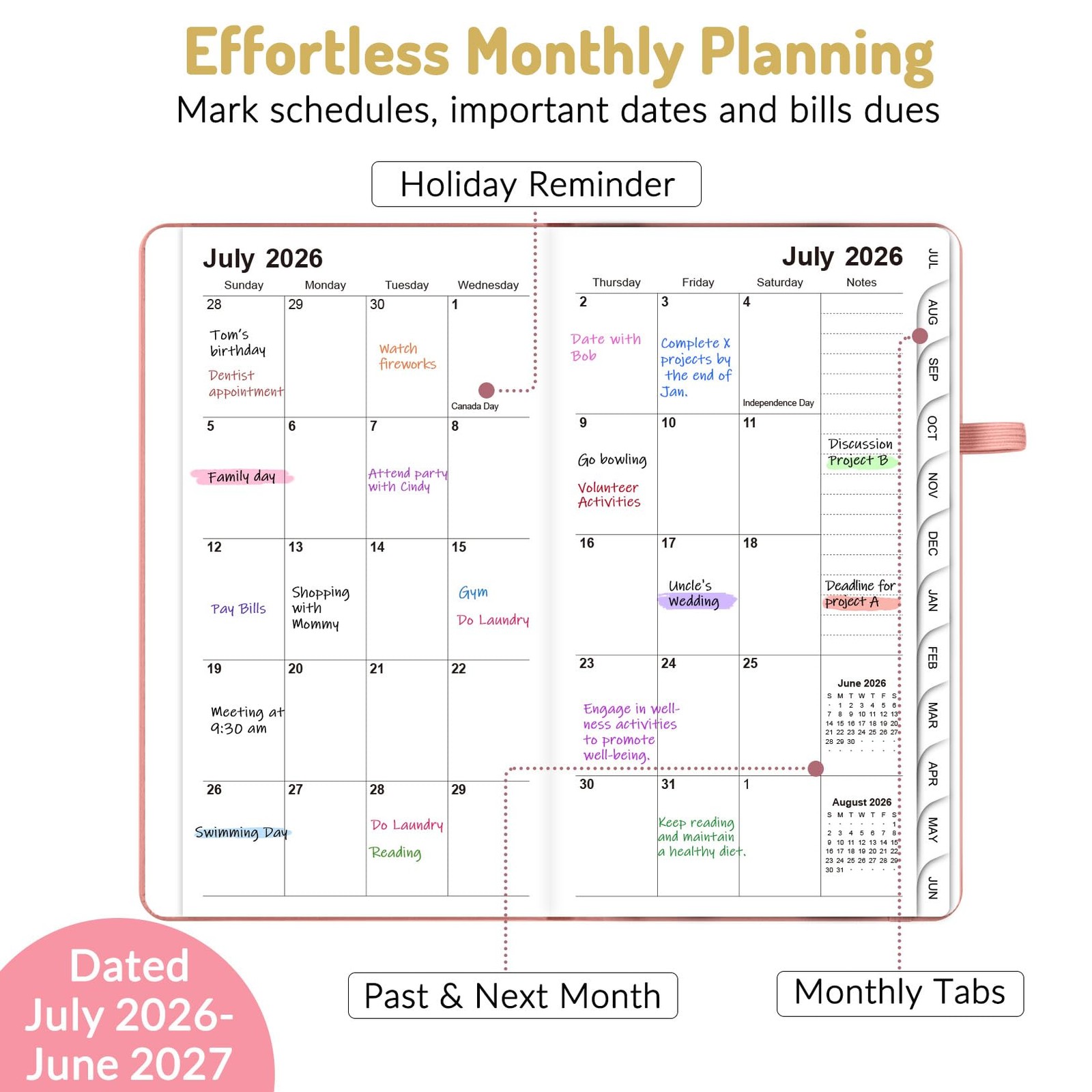 Pocket Planner 2026-2027 Weekly Monthly Planners for Purse 3.5 x 6 July 202