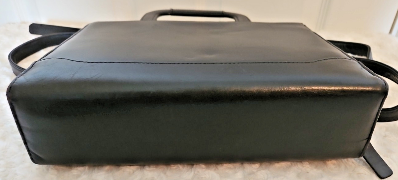 VTG Franklin Quest 11.5″ Black Leather 7-Ring Binder Organizer Handles Straps