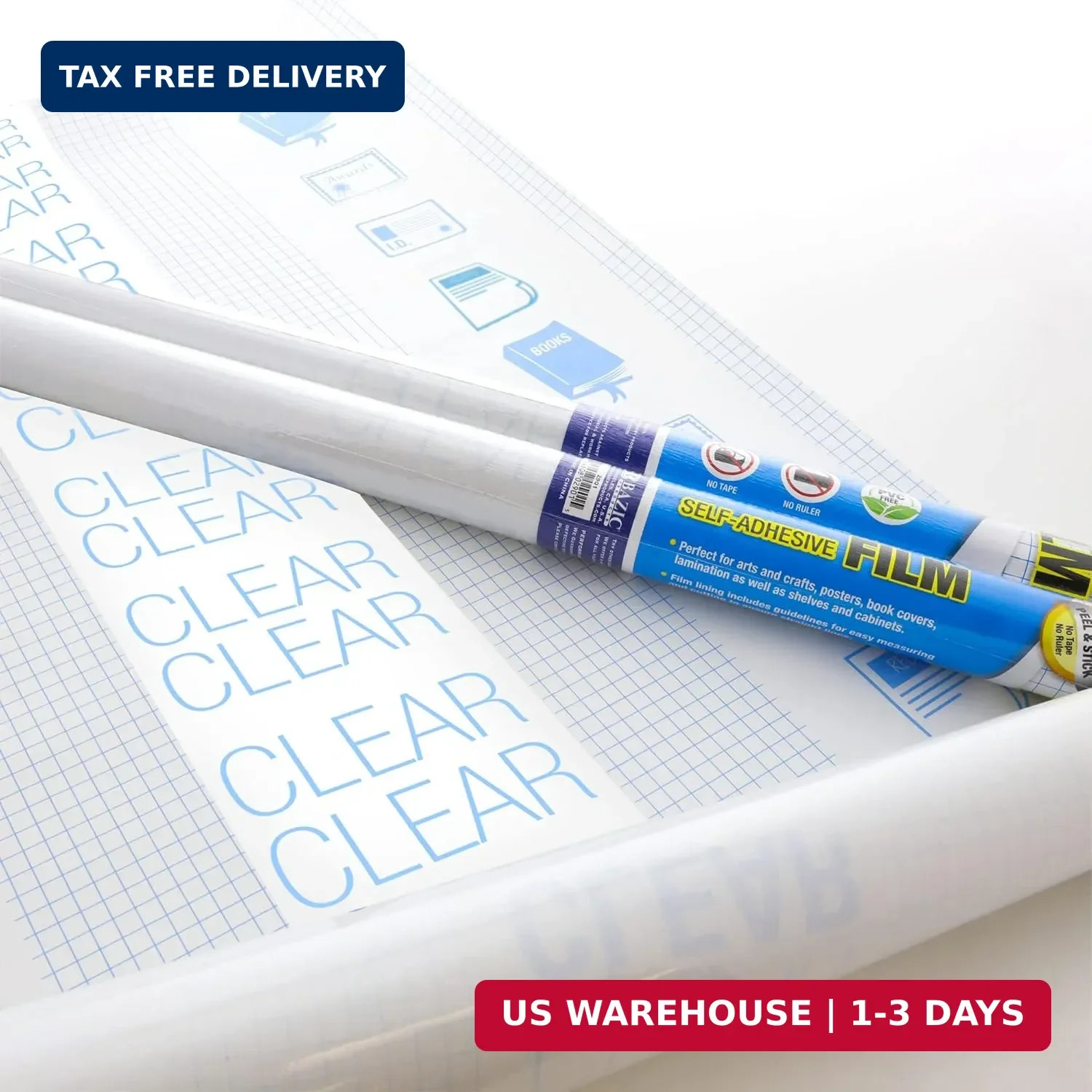 BAZIC Products Clear Self-Adhesive Book Cover Roll, 17.5 in x 5 Ft | 17.5 in x 5