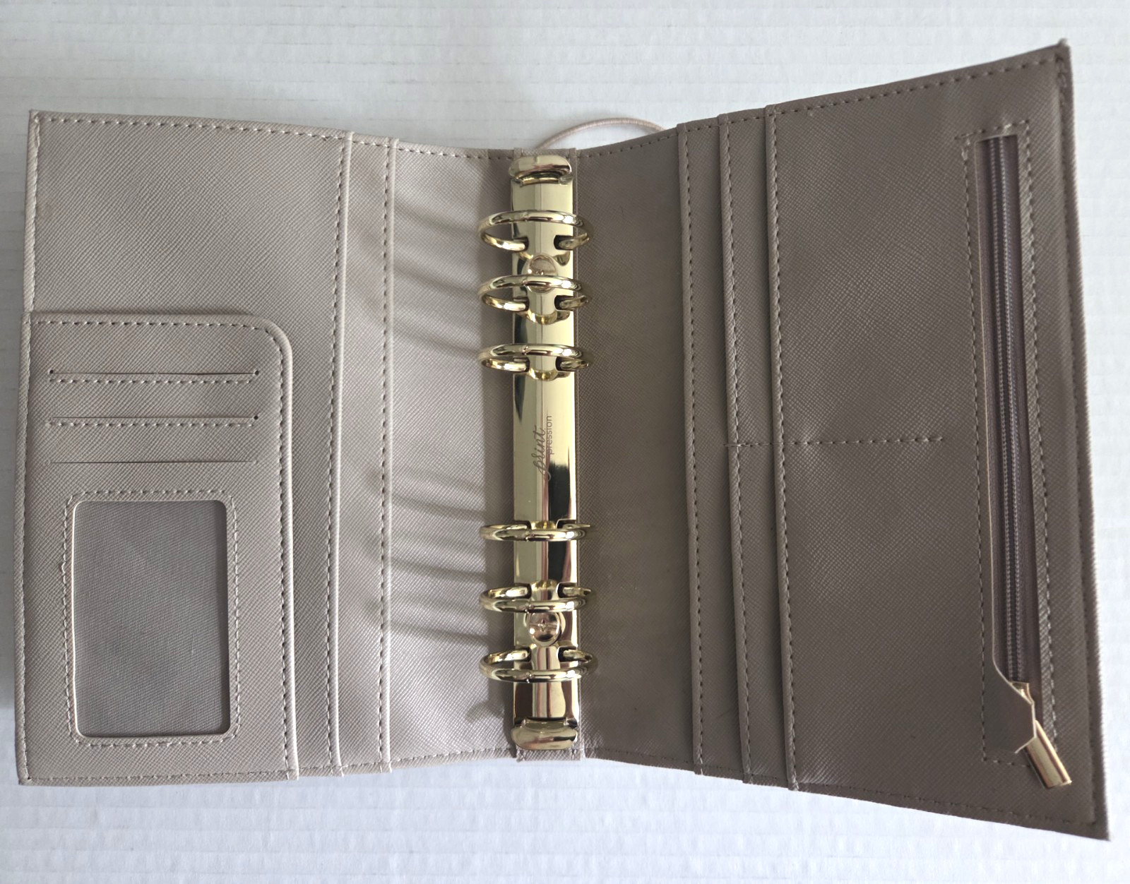 Print Pression Personal Size Planner Elastic Closure in Taupe EUC